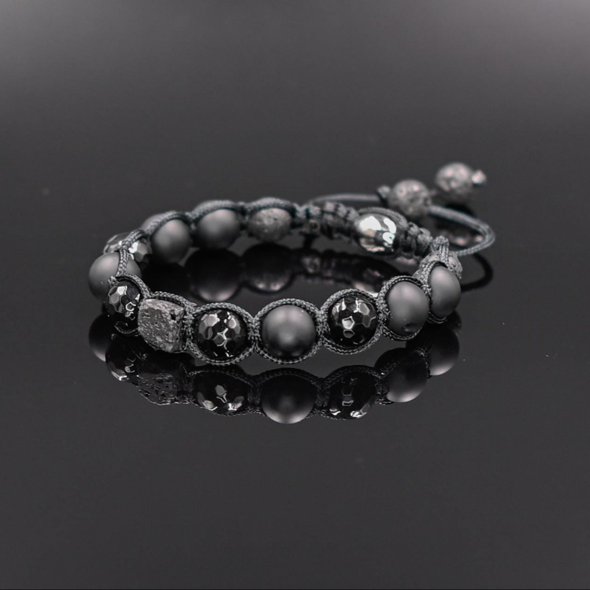 Men's Faceted Agate Bracelet Matte Onyx Beaded Bracelet Father's Day Gift Lava Stone Bead Bracelet Black Stone Bracelet Gift for Men - Shamballa Bracelet - Mantra Bracelet  -  Yoga Bracelet -  Birthstone Bracelet - Gemstone Bracelet Men - Chakra Bracelet - Macrame Bracelet - Healing Bracelet - Gift for Father - Gift For Men - Valinde
