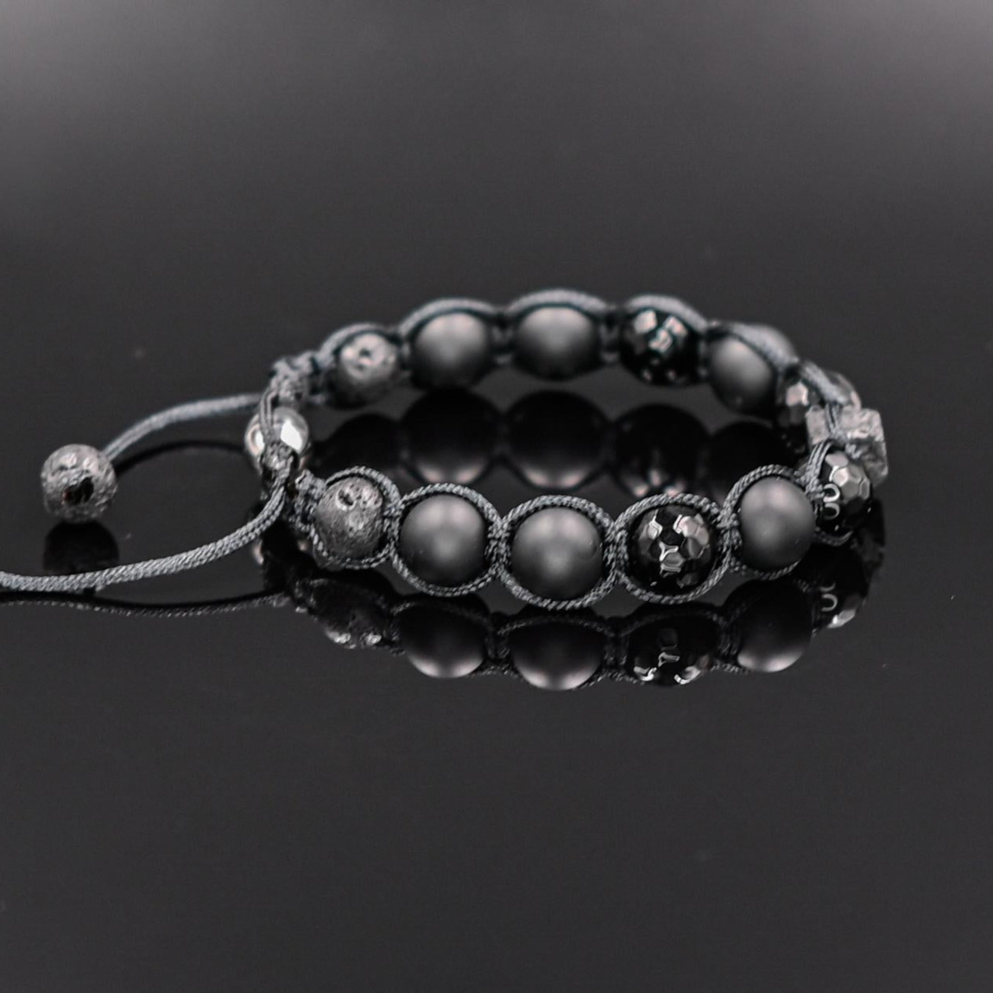Men's Faceted Agate Bracelet Matte Onyx Beaded Bracelet Father's Day Gift Lava Stone Bead Bracelet Black Stone Bracelet Gift for Men - Shamballa Bracelet - Mantra Bracelet  -  Yoga Bracelet -  Birthstone Bracelet - Gemstone Bracelet Men - Chakra Bracelet - Macrame Bracelet - Healing Bracelet - Gift for Father - Gift For Men - Valinde
