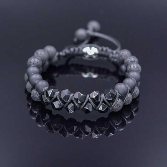 Double Agate Onyx Adjustable Bracelet, Men's Black Lava Stone Braided Bracelet, Anniversary Gift, Gemstone Macrame Bracelet, Birthday Gift - Shamballa Bracelet - Mantra Bracelet  -  Yoga Bracelet -  Birthstone Bracelet - Gemstone Bracelet Men - Chakra Bracelet - Macrame Bracelet - Healing Bracelet - Gift for Father - Gift For Men - Valinde

