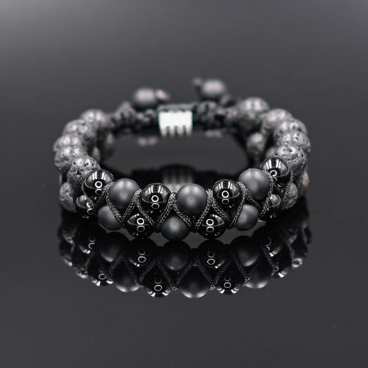 Double Stone Bracelet Men's Agate Bracelet Beaded Bracelet Lava Stone Bracelet Gift for Men Gemstone Bracelet Onyx Macrame Bracelet- Shamballa Bracelet - Mantra Bracelet  -  Yoga Bracelet -  Birthstone Bracelet - Gemstone Bracelet Men - Chakra Bracelet - Macrame Bracelet - Healing Bracelet - Gift for Father - Gift For Men - Valinde
