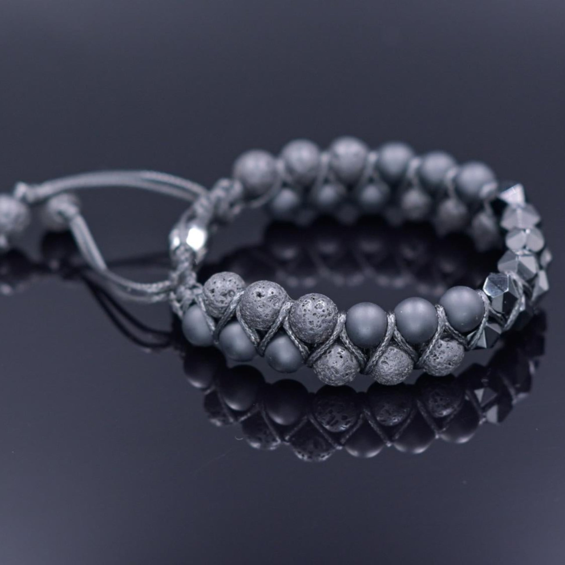 Double Agate Onyx Adjustable Bracelet, Men's Black Lava Stone Braided Bracelet, Anniversary Gift, Gemstone Macrame Bracelet, Birthday Gift - Shamballa Bracelet - Mantra Bracelet  -  Yoga Bracelet -  Birthstone Bracelet - Gemstone Bracelet Men - Chakra Bracelet - Macrame Bracelet - Healing Bracelet - Gift for Father - Gift For Men - Valinde
