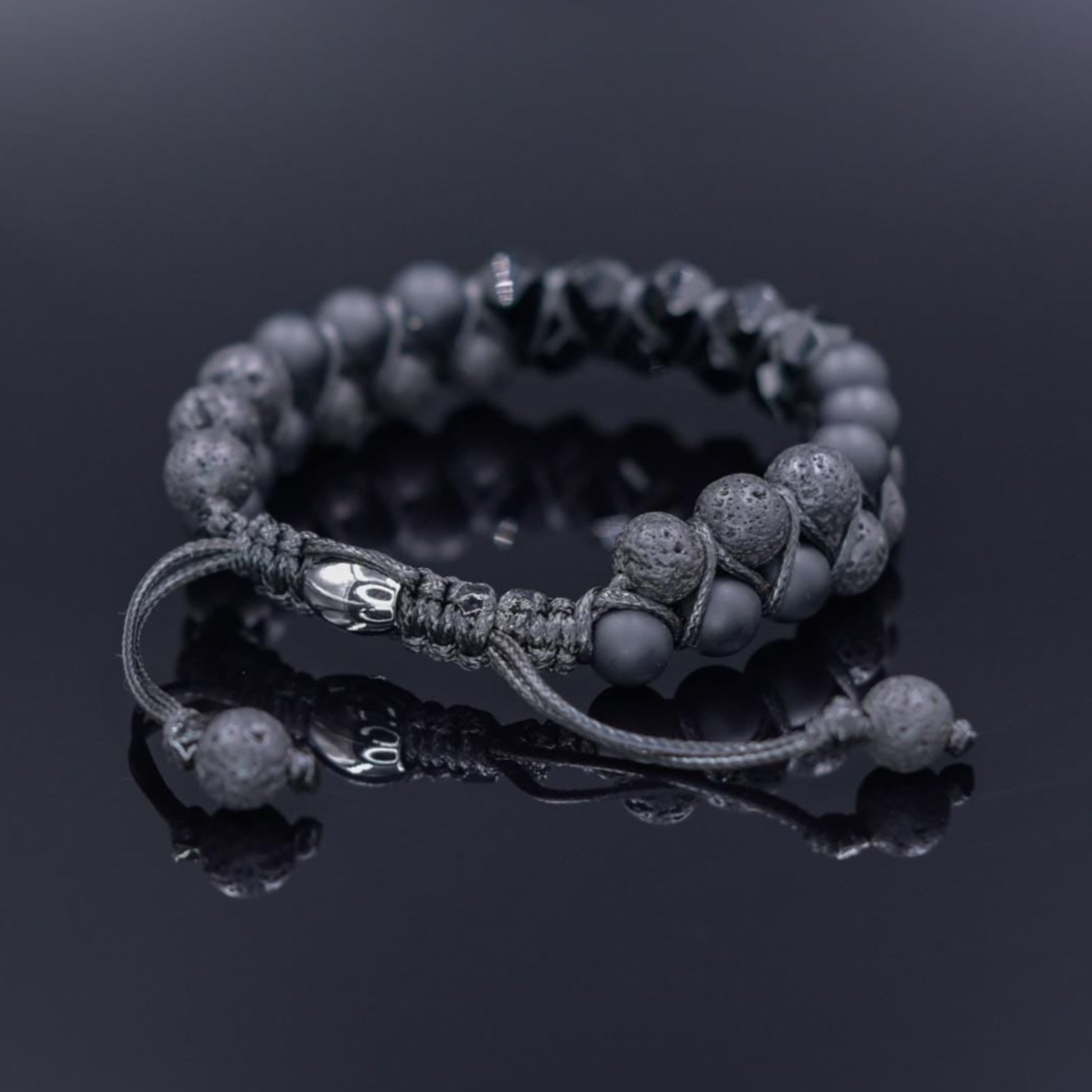 Double Agate Onyx Adjustable Bracelet, Men's Black Lava Stone Braided Bracelet, Anniversary Gift, Gemstone Macrame Bracelet, Birthday Gift - Shamballa Bracelet - Mantra Bracelet  -  Yoga Bracelet -  Birthstone Bracelet - Gemstone Bracelet Men - Chakra Bracelet - Macrame Bracelet - Healing Bracelet - Gift for Father - Gift For Men - Valinde
