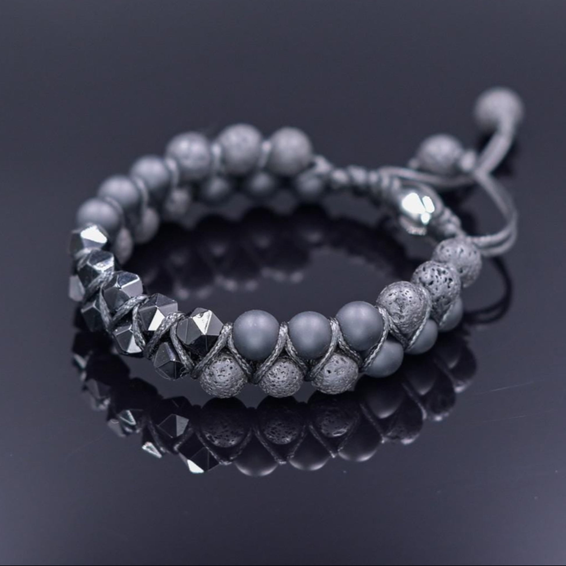 Double Agate Onyx Adjustable Bracelet, Men's Black Lava Stone Braided Bracelet, Anniversary Gift, Gemstone Macrame Bracelet, Birthday Gift - Shamballa Bracelet - Mantra Bracelet  -  Yoga Bracelet -  Birthstone Bracelet - Gemstone Bracelet Men - Chakra Bracelet - Macrame Bracelet - Healing Bracelet - Gift for Father - Gift For Men - Valinde
