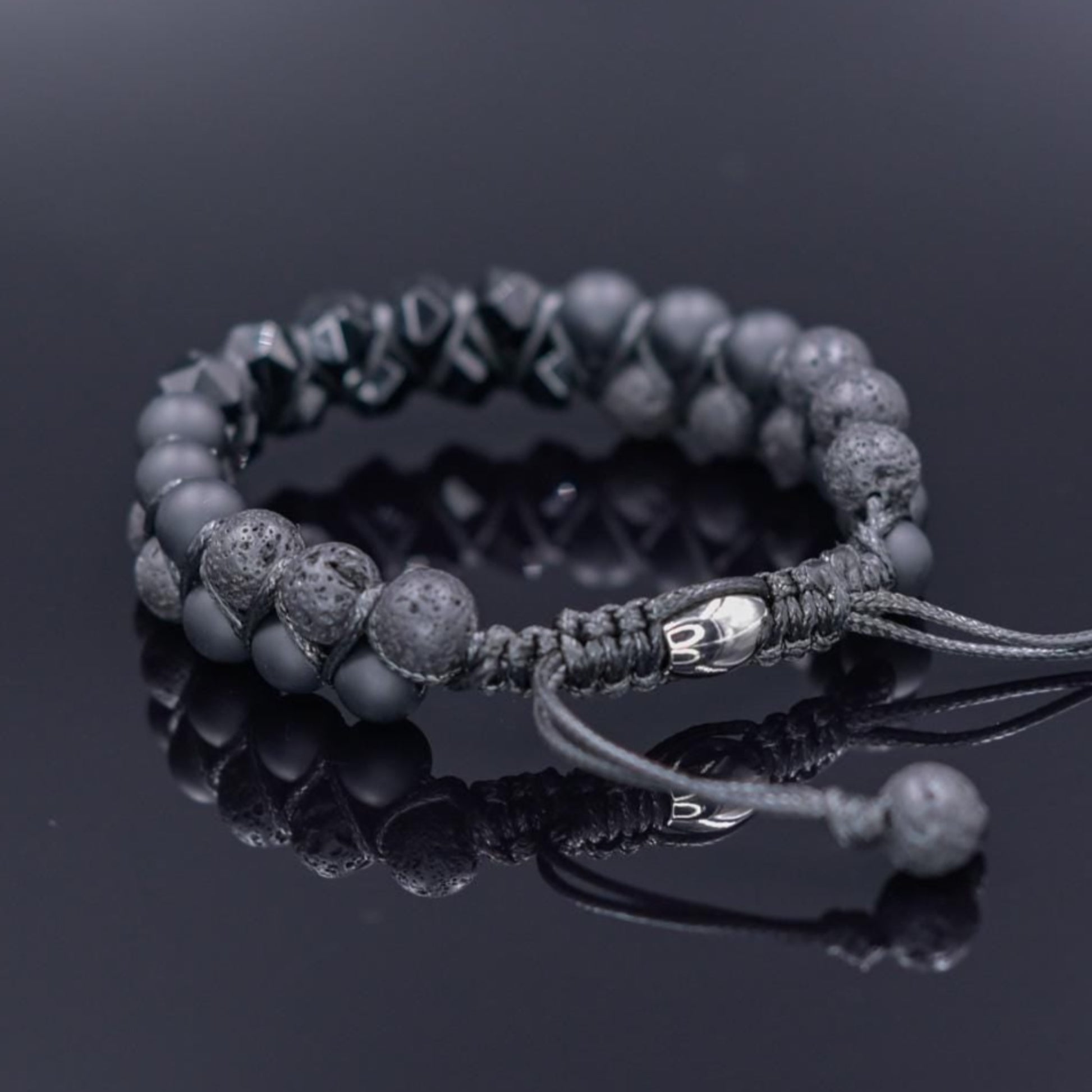 Double Agate Onyx Adjustable Bracelet, Men's Black Lava Stone Braided Bracelet, Anniversary Gift, Gemstone Macrame Bracelet, Birthday Gift - Shamballa Bracelet - Mantra Bracelet  -  Yoga Bracelet -  Birthstone Bracelet - Gemstone Bracelet Men - Chakra Bracelet - Macrame Bracelet - Healing Bracelet - Gift for Father - Gift For Men - Valinde
