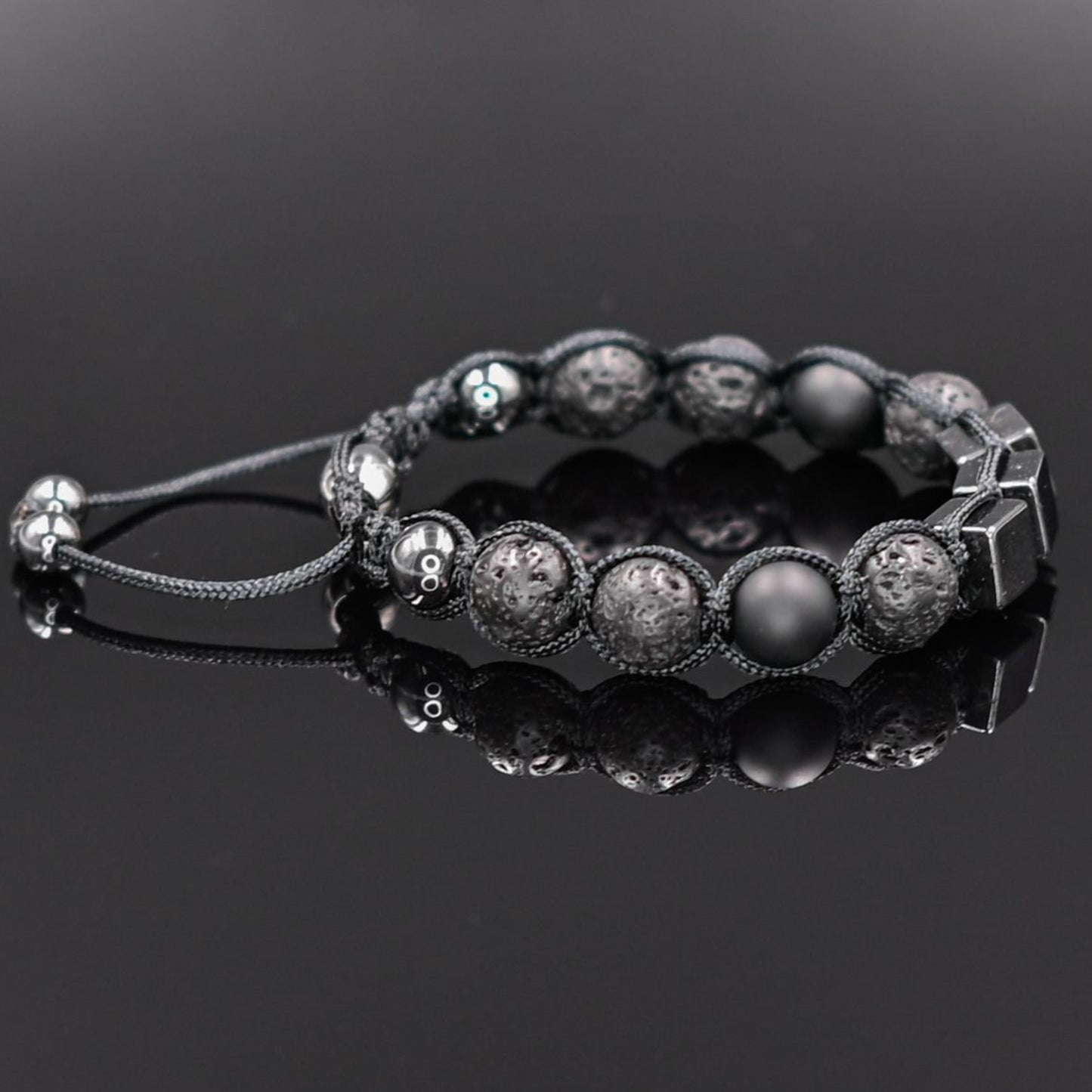 Men's Magnetic Hematite Bracelet Lava Stone Bracelet Onyx Bracelet Cube Beads Bracelet Adjustable Macrame Bracelet Gift for Men - Shamballa Bracelet - Mantra Bracelet  -  Yoga Bracelet -  Birthstone Bracelet - Gemstone Bracelet Men - Chakra Bracelet - Macrame Bracelet - Healing Bracelet - Gift for Father - Gift For Men - Valinde
