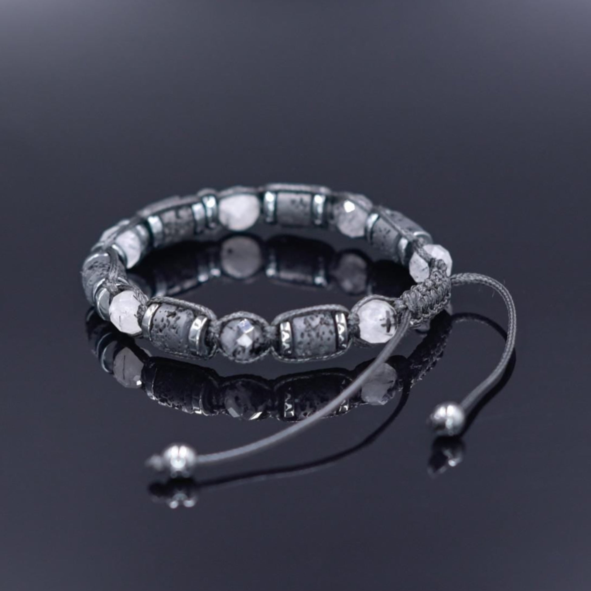 Natural Quartz Braided Bracelet, Men's Lava Stone Hematite Adjustable Bracelet, Gift for Him, Tiny Beads Stone Bracelet, Father's Day Gift - Shamballa Bracelet - Mantra Bracelet  -  Yoga Bracelet -  Birthstone Bracelet - Gemstone Bracelet Men - Chakra Bracelet - Macrame Bracelet - Healing Bracelet - Gift for Father - Gift For Men - Valinde
