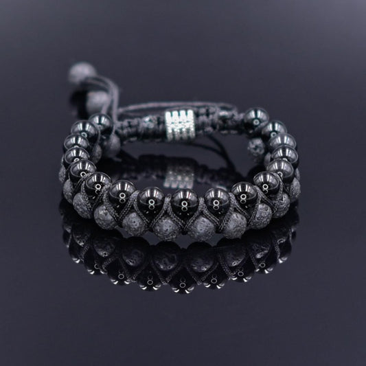 Black Agate Bead Bracelet Men's Double Bracelet Lava Stone Bracelet Gift for Men Macrame Bracelet Stone Adjustable Bracelet Christmas Gift  Gemstone Bracelet Gift for Men  Adjustable Bracelet for Men - Shamballa Bracelet - Mantra Bracelet  -  Yoga Bracelet -  Birthstone Bracelet - Gemstone Bracelet Men - Chakra Bracelet - Macrame Bracelet - Healing Bracelet - Gift for Father - Gift For Men - Valinde
