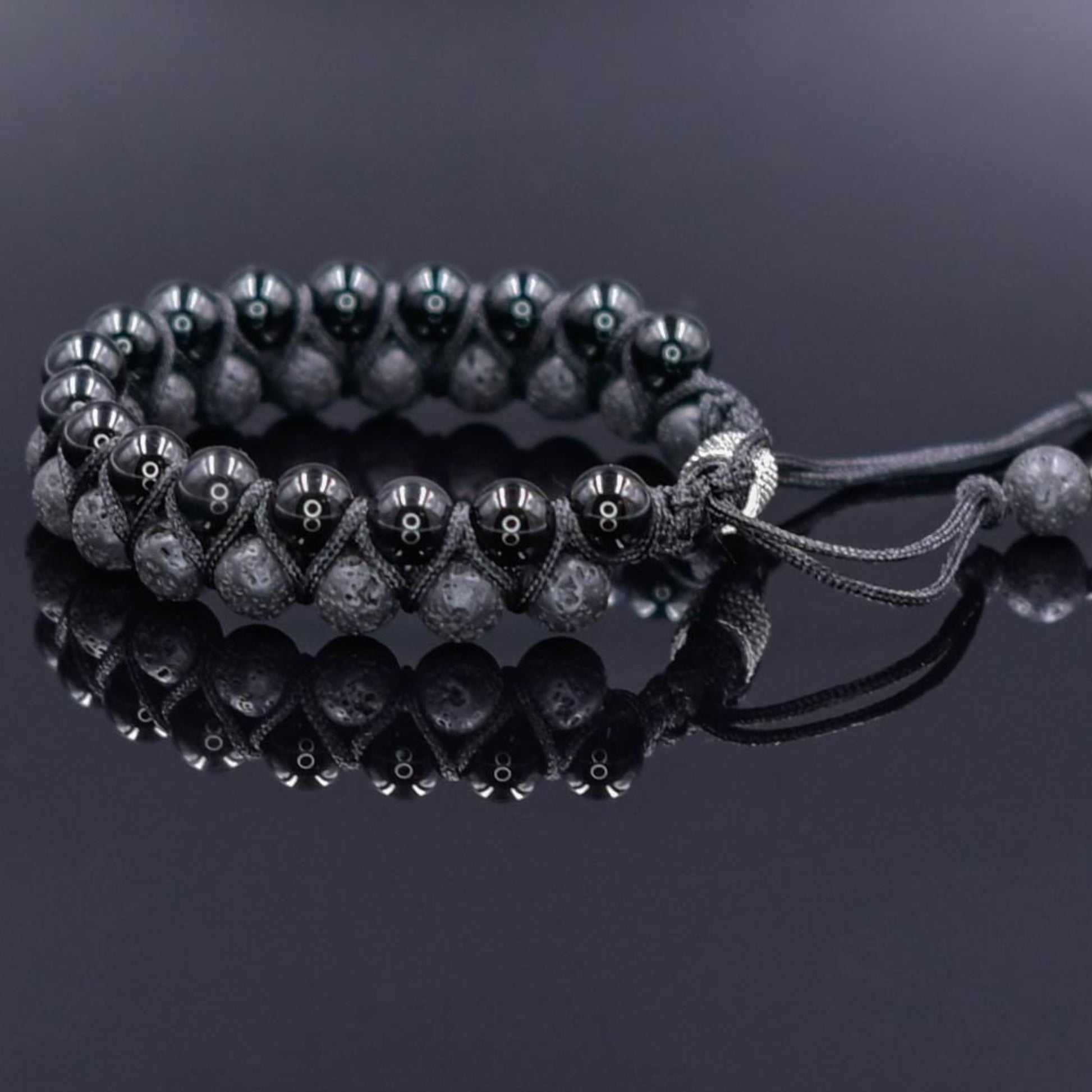 Black Agate Bead Bracelet Men's Double Bracelet Lava Stone Bracelet Gift for Men Macrame Bracelet Stone Adjustable Bracelet Christmas Gift  Gemstone Bracelet Gift for Men  Adjustable Bracelet for Men - Shamballa Bracelet - Mantra Bracelet  -  Yoga Bracelet -  Birthstone Bracelet - Gemstone Bracelet Men - Chakra Bracelet - Macrame Bracelet - Healing Bracelet - Gift for Father - Gift For Men - Valinde
