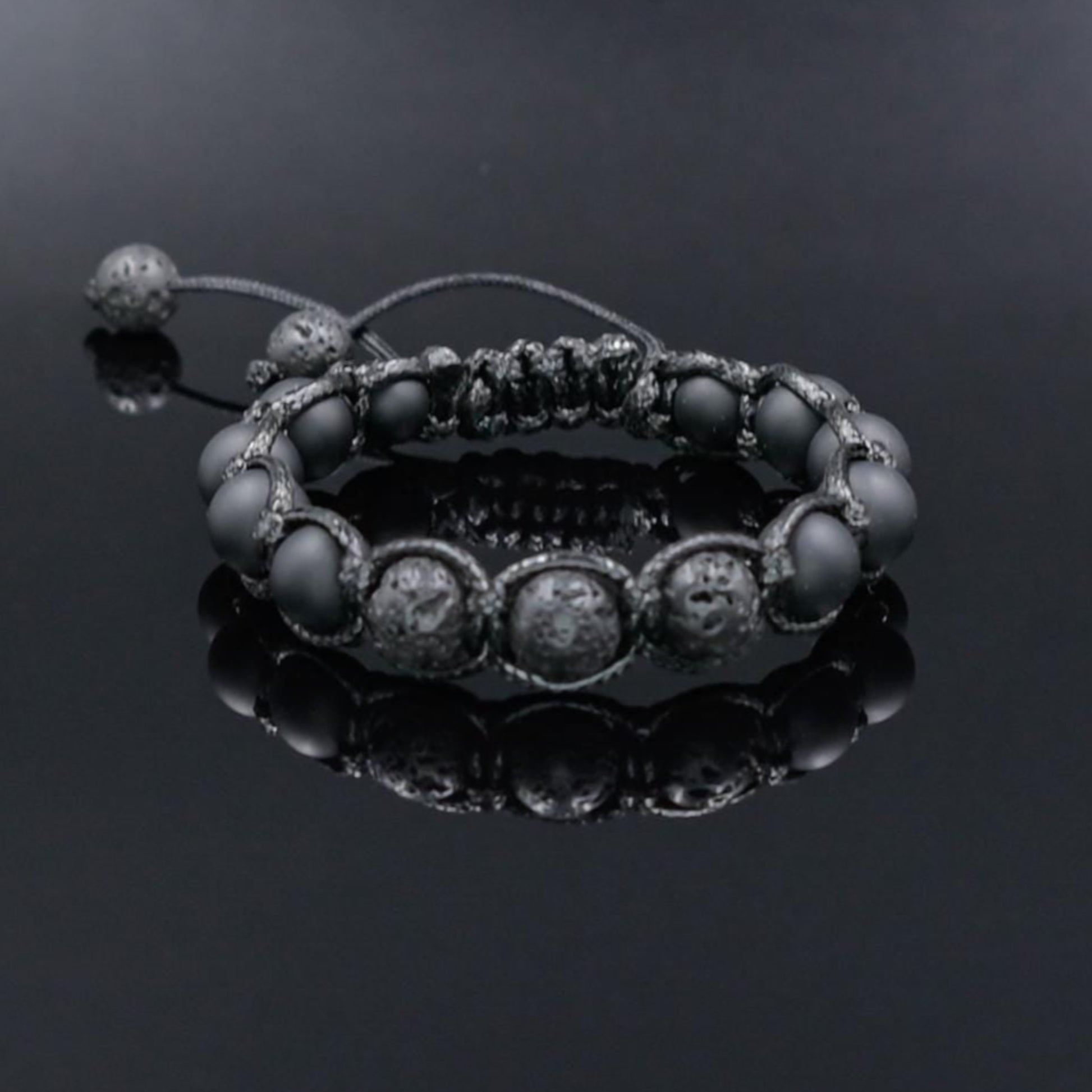 Men's Black Lava Rock Onyx Adjustable Macrame Bracelet, Gift for Men, Gemstone Braided Bracelet, Black Beaded Bracelet, Lava Stone Jewelry - Shamballa Bracelet - Mantra Bracelet  -  Yoga Bracelet -  Birthstone Bracelet - Gemstone Bracelet Men - Chakra Bracelet - Macrame Bracelet - Healing Bracelet - Gift for Father - Gift For Men - Valinde
