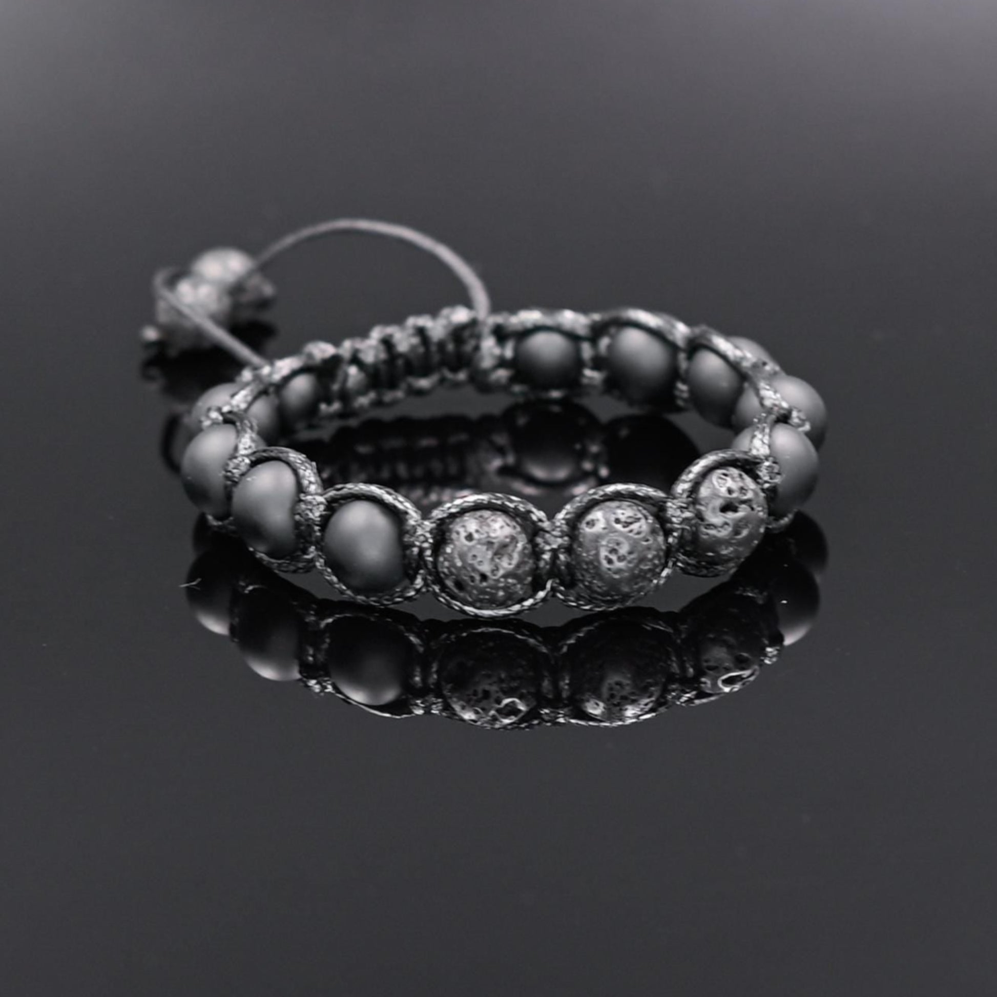 Men's Black Lava Rock Onyx Adjustable Macrame Bracelet, Gift for Men, Gemstone Braided Bracelet, Black Beaded Bracelet, Lava Stone Jewelry - Shamballa Bracelet - Mantra Bracelet  -  Yoga Bracelet -  Birthstone Bracelet - Gemstone Bracelet Men - Chakra Bracelet - Macrame Bracelet - Healing Bracelet - Gift for Father - Gift For Men - Valinde
