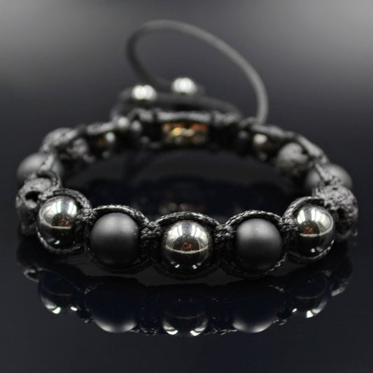 Men's Grey Hematite Bracelet Onyx Bracelet Lava Stone Beaded Bracelet Gemstone Bracelet Gift for Men Macrame Bracelet Stone Bracelet - Shamballa Bracelet - Mantra Bracelet  -  Yoga Bracelet -  Birthstone Bracelet - Gemstone Bracelet Men - Chakra Bracelet - Macrame Bracelet - Healing Bracelet - Gift for Father - Gift For Men - Valinde
