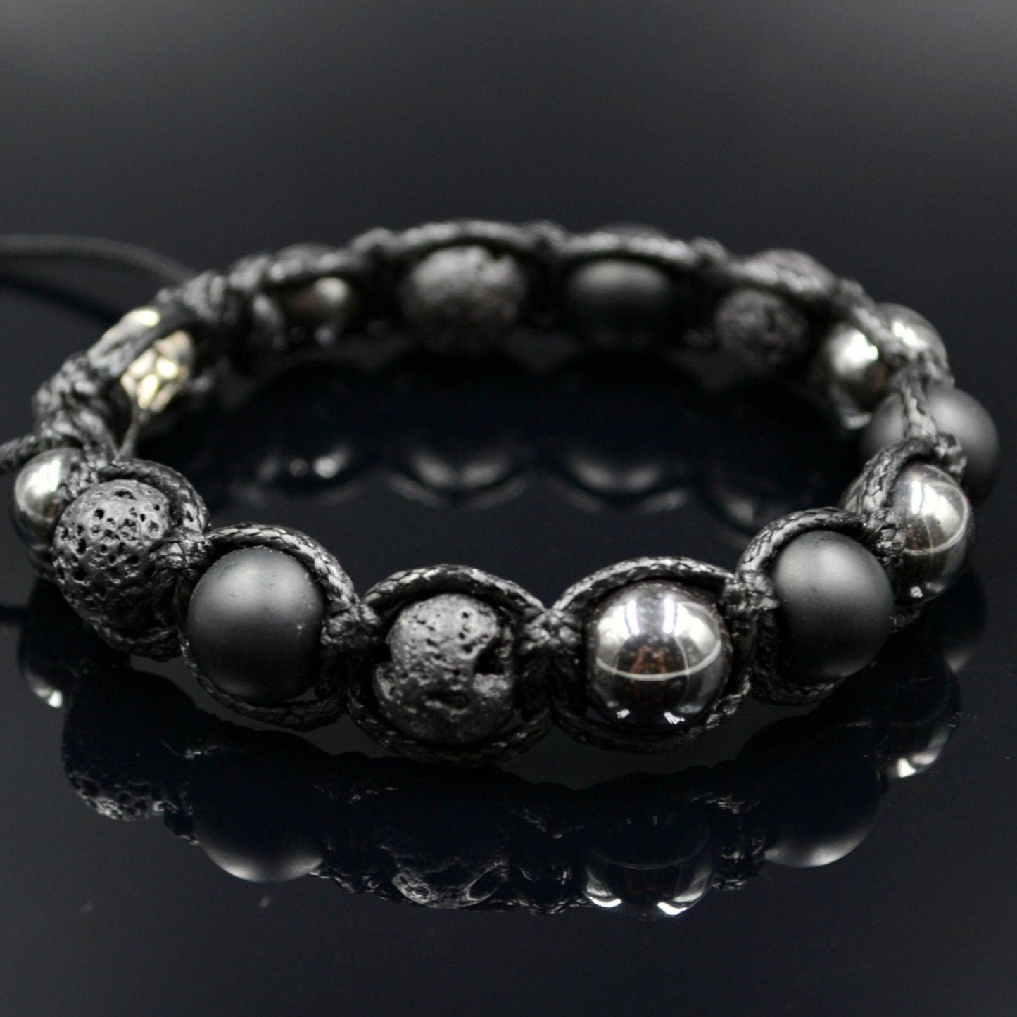 Men's Grey Hematite Bracelet Onyx Bracelet Lava Stone Beaded Bracelet Gemstone Bracelet Gift for Men Macrame Bracelet Stone Bracelet - Shamballa Bracelet - Mantra Bracelet  -  Yoga Bracelet -  Birthstone Bracelet - Gemstone Bracelet Men - Chakra Bracelet - Macrame Bracelet - Healing Bracelet - Gift for Father - Gift For Men - Valinde

