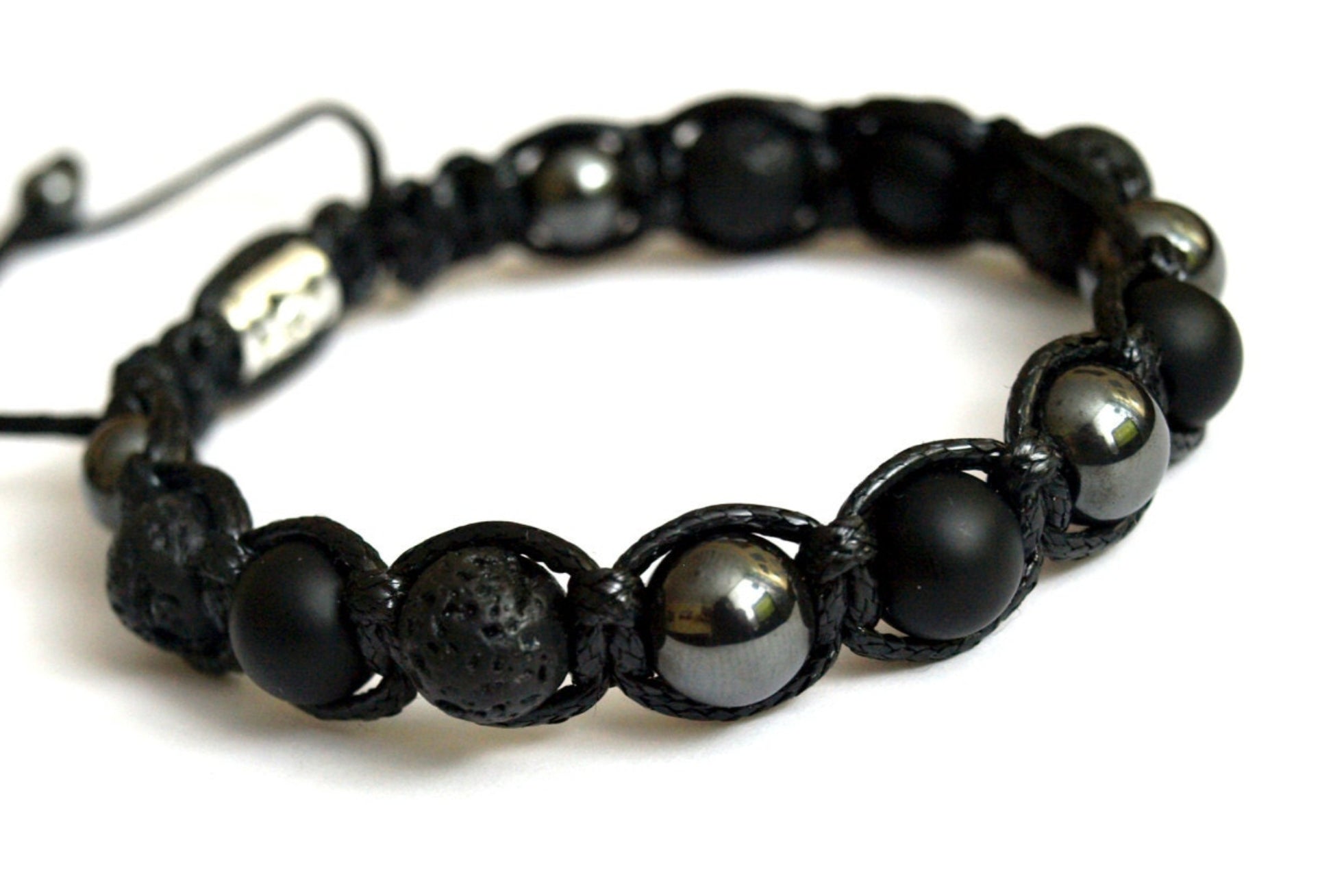Men's Grey Hematite Bracelet Onyx Bracelet Lava Stone Beaded Bracelet Gemstone Bracelet Gift for Men Macrame Bracelet Stone Bracelet - Shamballa Bracelet - Mantra Bracelet  -  Yoga Bracelet -  Birthstone Bracelet - Gemstone Bracelet Men - Chakra Bracelet - Macrame Bracelet - Healing Bracelet - Gift for Father - Gift For Men - Valinde
