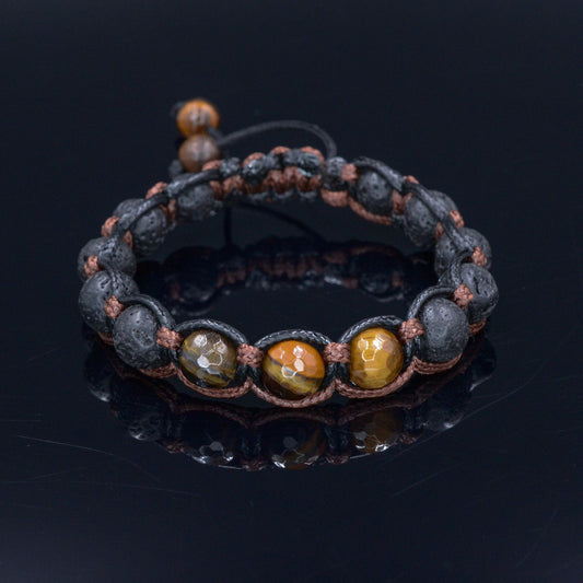 Men's Tiger's Eye Braided Bracelet / Macrame Bracelet / Lava Stone Bracelet / Gift for Men / Adjustable Bracelet / Tiger Eye Bracelet - Shamballa Bracelet - Mantra Bracelet -  Birthstone Bracelet - Gemstone Bracelet Men - Chakra Bracelet - Macrame Bracelet - Healing Bracelet - Valinde