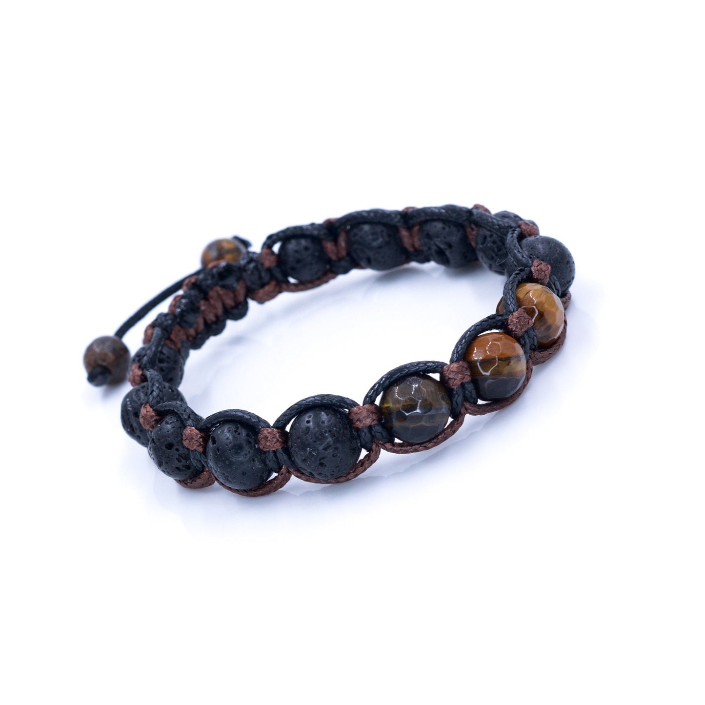 Men's Tiger's Eye Braided Bracelet / Macrame Bracelet / Lava Stone Bracelet / Gift for Men / Adjustable Bracelet / Tiger Eye Bracelet - Shamballa Bracelet - Mantra Bracelet -  Birthstone Bracelet - Gemstone Bracelet Men - Chakra Bracelet - Macrame Bracelet - Healing Bracelet - Valinde
