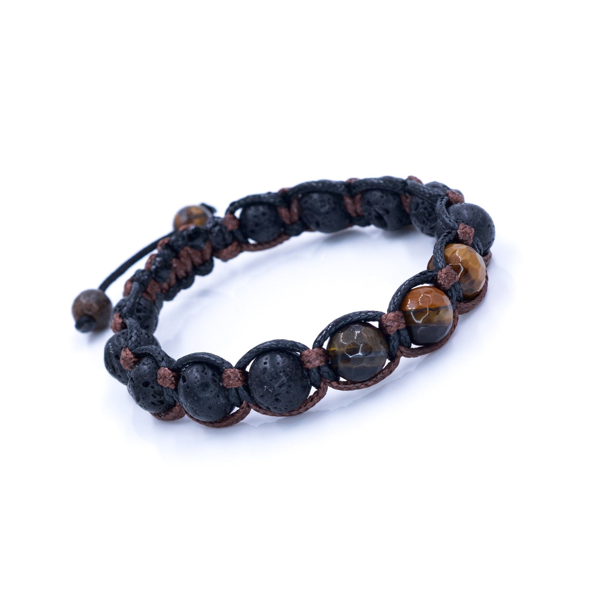 Men's Tiger's Eye Braided Bracelet / Macrame Bracelet / Lava Stone Bracelet / Gift for Men / Adjustable Bracelet / Tiger Eye Bracelet - Shamballa Bracelet - Mantra Bracelet -  Birthstone Bracelet - Gemstone Bracelet Men - Chakra Bracelet - Macrame Bracelet - Healing Bracelet - Valinde
