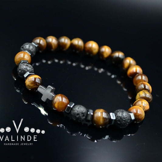 Men's Cross Bracelet Tiger's eye Bracelet Stretch Bracelet Hematite Bracelet Elastic Bracelet Gift for Men Tiger Eye Bracele Lava Bracelet - Shamballa Bracelet - Birthstone Bracelet - Gemstone Bracelet Men - Chakra Bracelet - Macrame Bracelet - Healing Bracelet - Valinde
