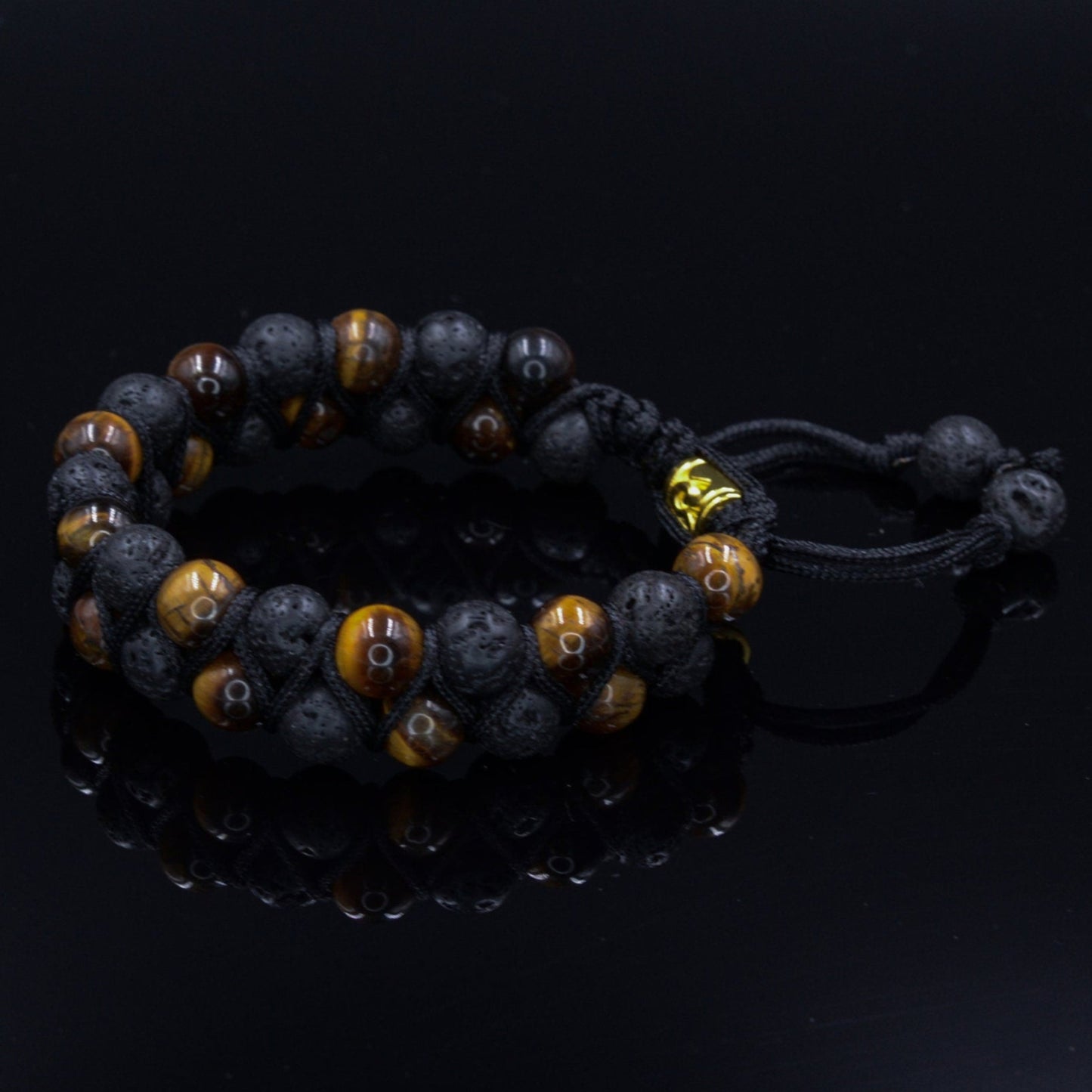 Lava Stone Double Bracelet Men's Crystal Bracelet Tiger Eye Bead Bracelet Gemstone Bracelet Adjustable Bracelet Macramé Bead Bracelet - Shamballa Bracelet - Birthstone Bracelet - Gemstone Bracelet Men - Chakra Bracelet - Macrame Bracelet - Healing Bracelet - Valinde
