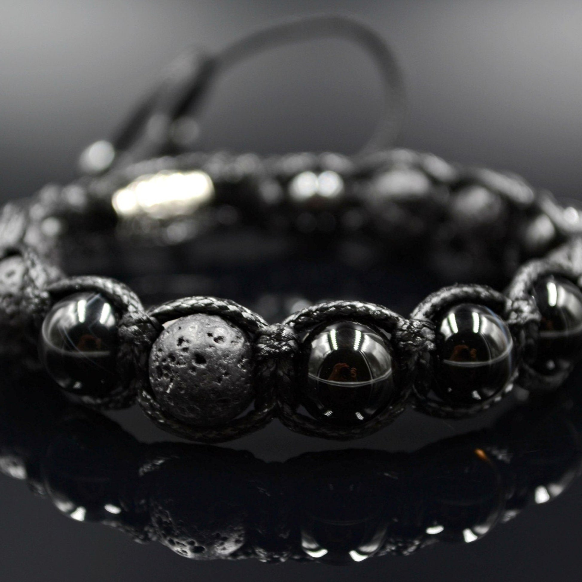 Men's Black Stone Bracelet Gemstone Bracelet Lava Stone Bead Bracelet Macramé Bracelet Agate Bracelet Bead Bracelet Men's Jewellery - Shamballa Bracelet - Mantra Bracelet  -  Yoga Bracelet -  Birthstone Bracelet - Gemstone Bracelet Men - Chakra Bracelet - Macrame Bracelet - Healing Bracelet - Gift for Father - Gift For Men - Valinde
