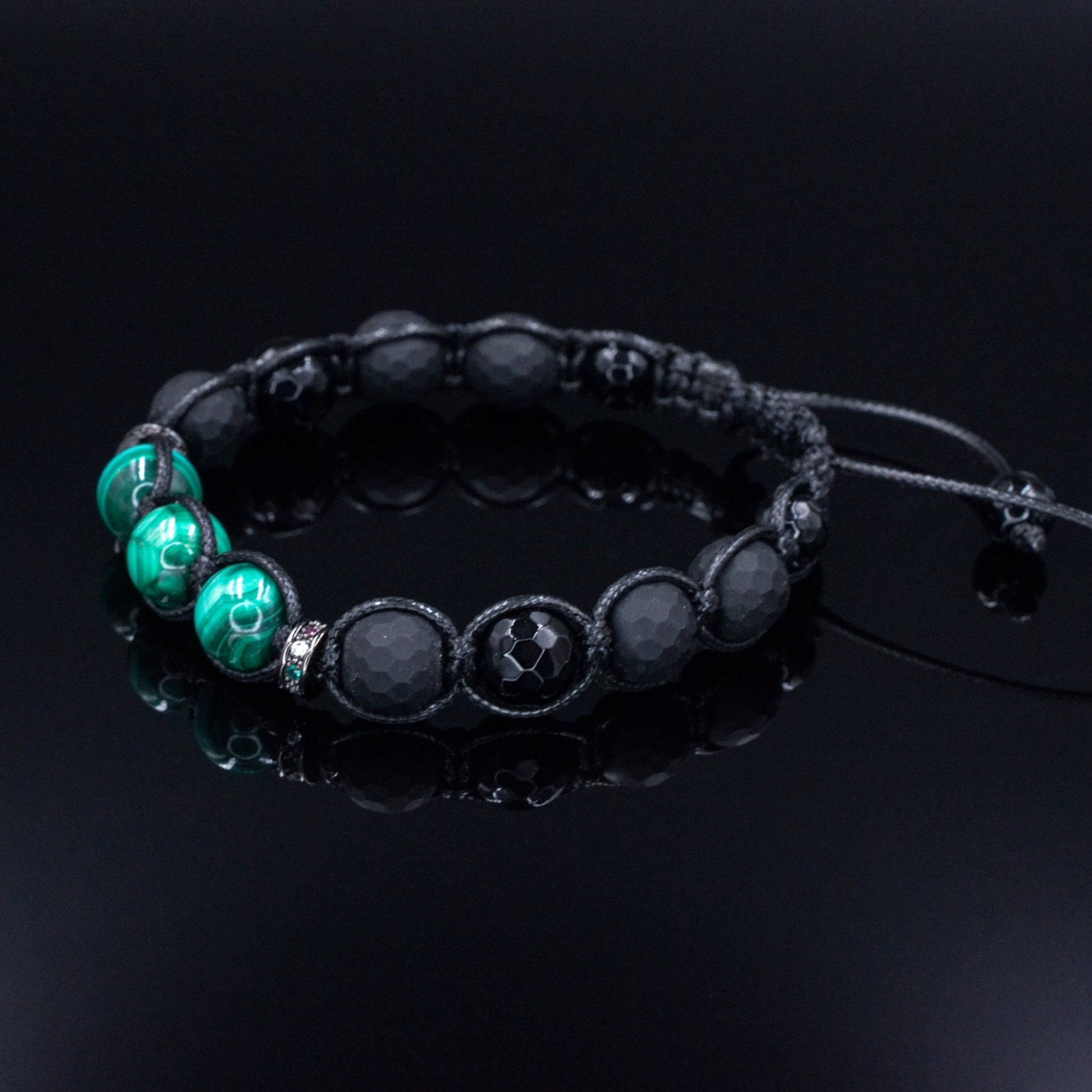 Genuine Malachite Bracelet for Men - Men's Black Onyx Agate Bracelet - Adjustable Macrame Bracelet - Gift for Men - Christmas Gift for Men- Shamballa Bracelet - Birthstone Bracelet - Gemstone Bracelet Men - Chakra Bracelet - Macrame Bracelet - Healing Bracelet - Valinde - Shamballa Bracelet - Birthstone Bracelet - Gemstone Bracelet Men - Chakra Bracelet - Macrame Bracelet - Healing Bracelet - Valinde