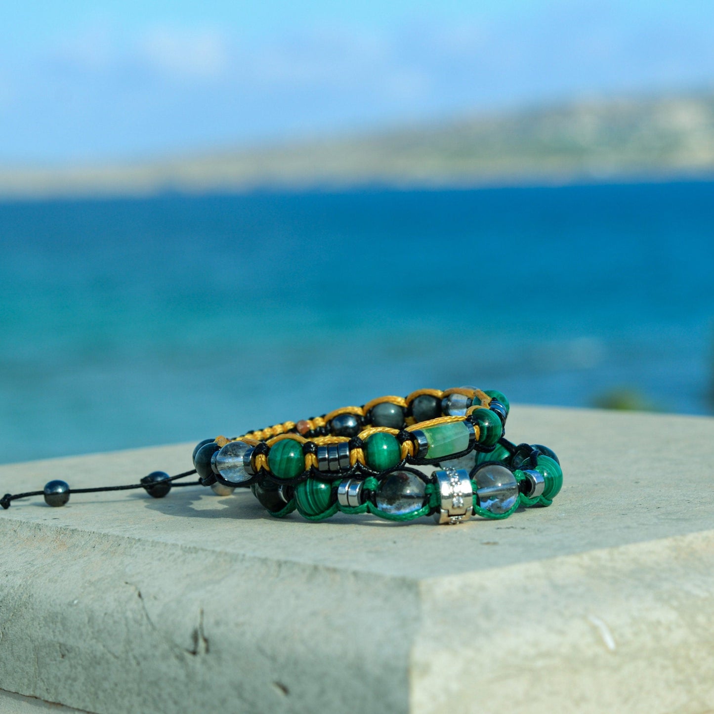 Men's Malachite and Chrysoprase Beads Bracelet Gift for Men Hawk's Eye Gemstone Adjustable Bracelet Crystal Bracelet Men's Gift  - Shamballa Bracelet - Mantra Bracelet  -  Birthstone Bracelet - Gemstone Bracelet Men - Chakra Bracelet - Macrame Bracelet - Healing Bracelet - Valinde
