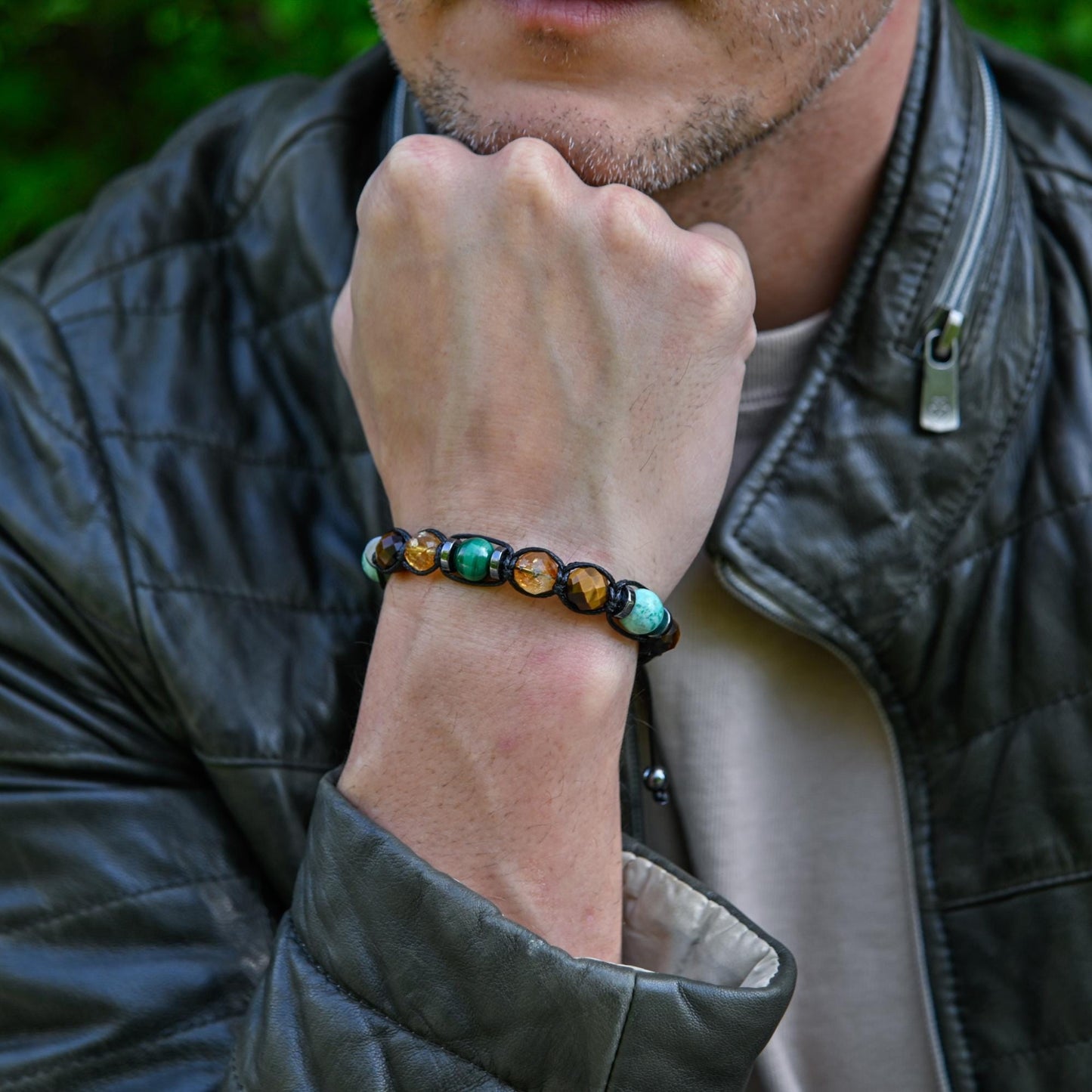 Men's Natural Stone Bracelet, Malachite, Tiger Eye Citrine Amazonite Macrame Hematite Beaded Bracelet, Protection Gift for Him, Protective Bracelet, Geometric Stone Bracelet, Adjustable Bracelet Gemstone Macrame Adjustable Bracelet - Gift for Him, Healing Stone Jewelry, Natural Macrame Bracelet for Him, Protection Energy Gift, Adjustable Bracelet for Him, Healing Gemstone Gift, Father's Day Gift, Protection Bracelet, Crystal Gift for Him, February Birthstone, Protection Bracelet gift for Him, Healing Crysta