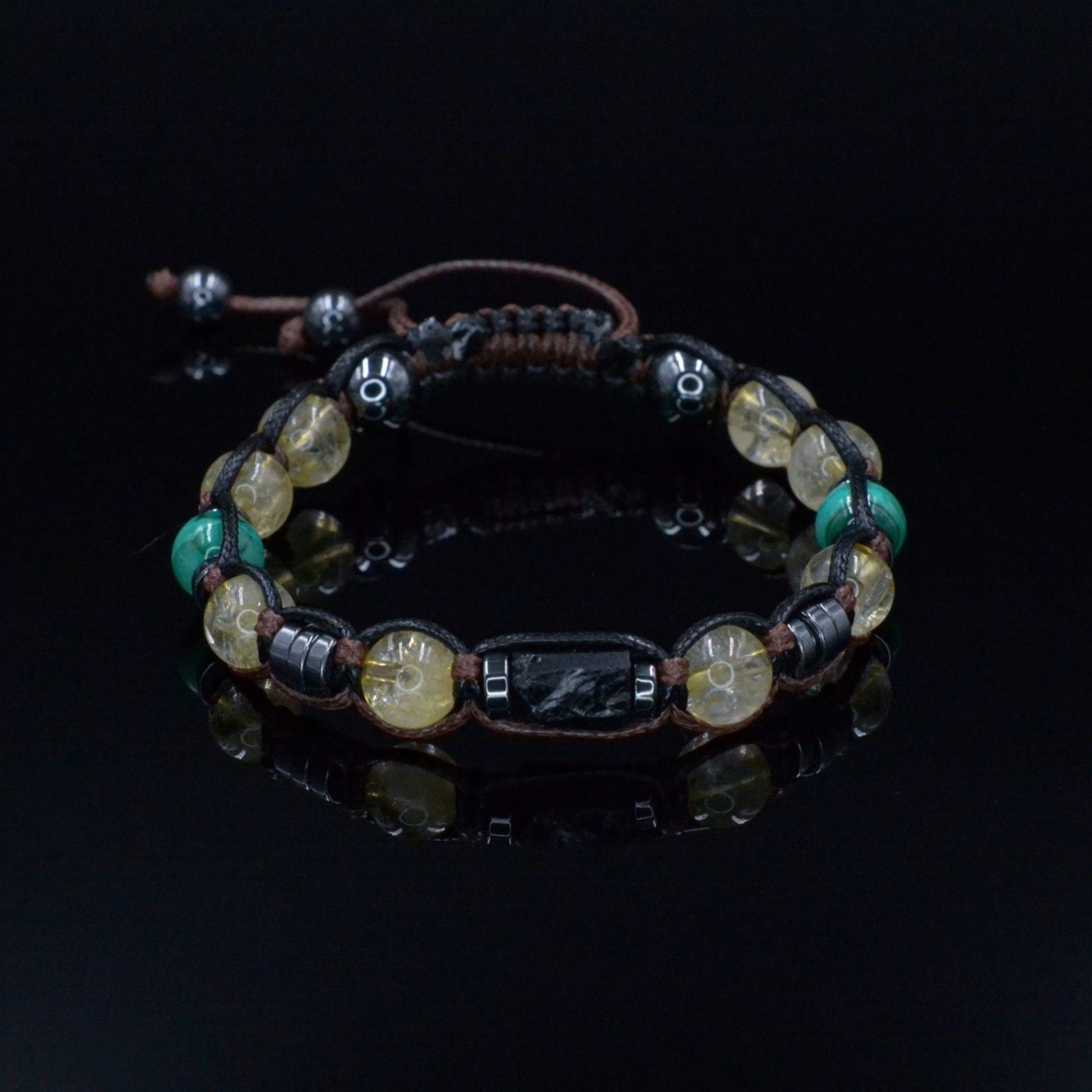 Men's Natural Citrine Crystal Bracelet - Gift for Men - Raw Tourmaline Malachite Bead Bracelet - Adjustable Macrame Bracelet for Men - Shamballa Bracelet - Birthstone Bracelet - Gemstone Bracelet Men - Chakra Bracelet - Macrame Bracelet - Healing Bracelet - Valinde - Shamballa Bracelet - Birthstone Bracelet - Gemstone Bracelet Men - Chakra Bracelet - Macrame Bracelet - Healing Bracelet - Valinde