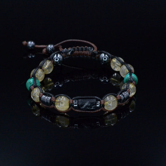 Men's Natural Citrine Crystal Bracelet - Gift for Men - Raw Tourmaline Malachite Bead Bracelet - Adjustable Macrame Bracelet for Men - Shamballa Bracelet - Birthstone Bracelet - Gemstone Bracelet Men - Chakra Bracelet - Macrame Bracelet - Healing Bracelet - Valinde - Shamballa Bracelet - Birthstone Bracelet - Gemstone Bracelet Men - Chakra Bracelet - Macrame Bracelet - Healing Bracelet - Valinde