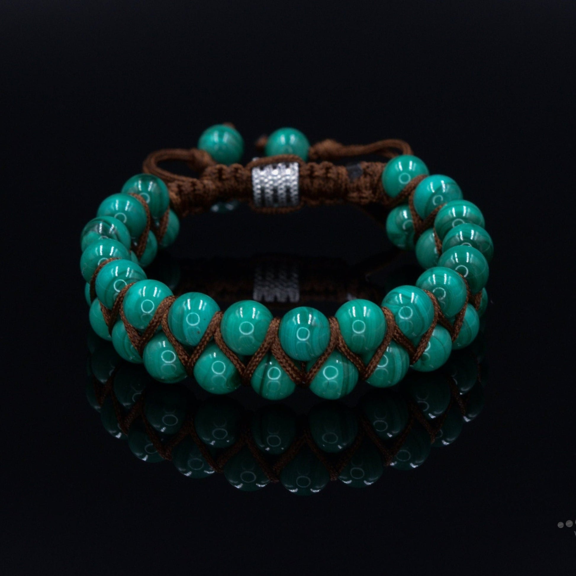 Men's Genuine Malachite Bracelet Double Row Bracelet Malachite Gemstone Bracelet Double Bracelet Gift for Men Adjustable Stone Bracelet- Shamballa Bracelet - Mantra Bracelet  -  Yoga Bracelet -  Birthstone Bracelet - Gemstone Bracelet Men - Chakra Bracelet - Macrame Bracelet - Healing Bracelet - Gift for Father - Gift For Men - Valinde
