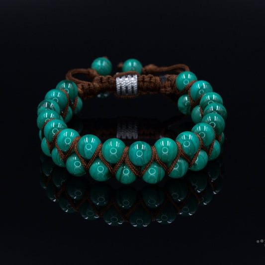 Men's Genuine Malachite Bracelet Double Row Bracelet Malachite Gemstone Bracelet Double Bracelet Gift for Men Adjustable Stone Bracelet- Shamballa Bracelet - Mantra Bracelet  -  Yoga Bracelet -  Birthstone Bracelet - Gemstone Bracelet Men - Chakra Bracelet - Macrame Bracelet - Healing Bracelet - Gift for Father - Gift For Men - Valinde
