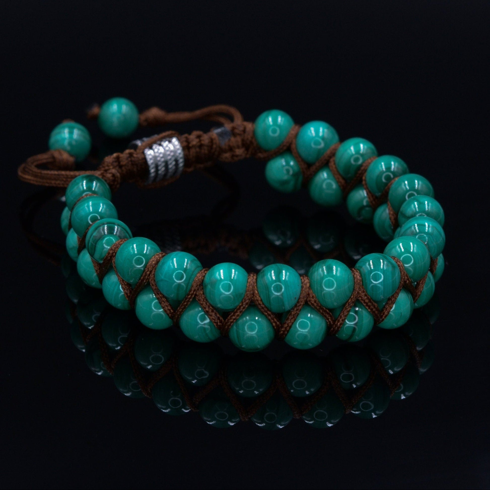 Men's Genuine Malachite Bracelet Double Row Bracelet Malachite Gemstone Bracelet Double Bracelet Gift for Men Adjustable Stone Bracelet- Shamballa Bracelet - Mantra Bracelet  -  Yoga Bracelet -  Birthstone Bracelet - Gemstone Bracelet Men - Chakra Bracelet - Macrame Bracelet - Healing Bracelet - Gift for Father - Gift For Men - Valinde
