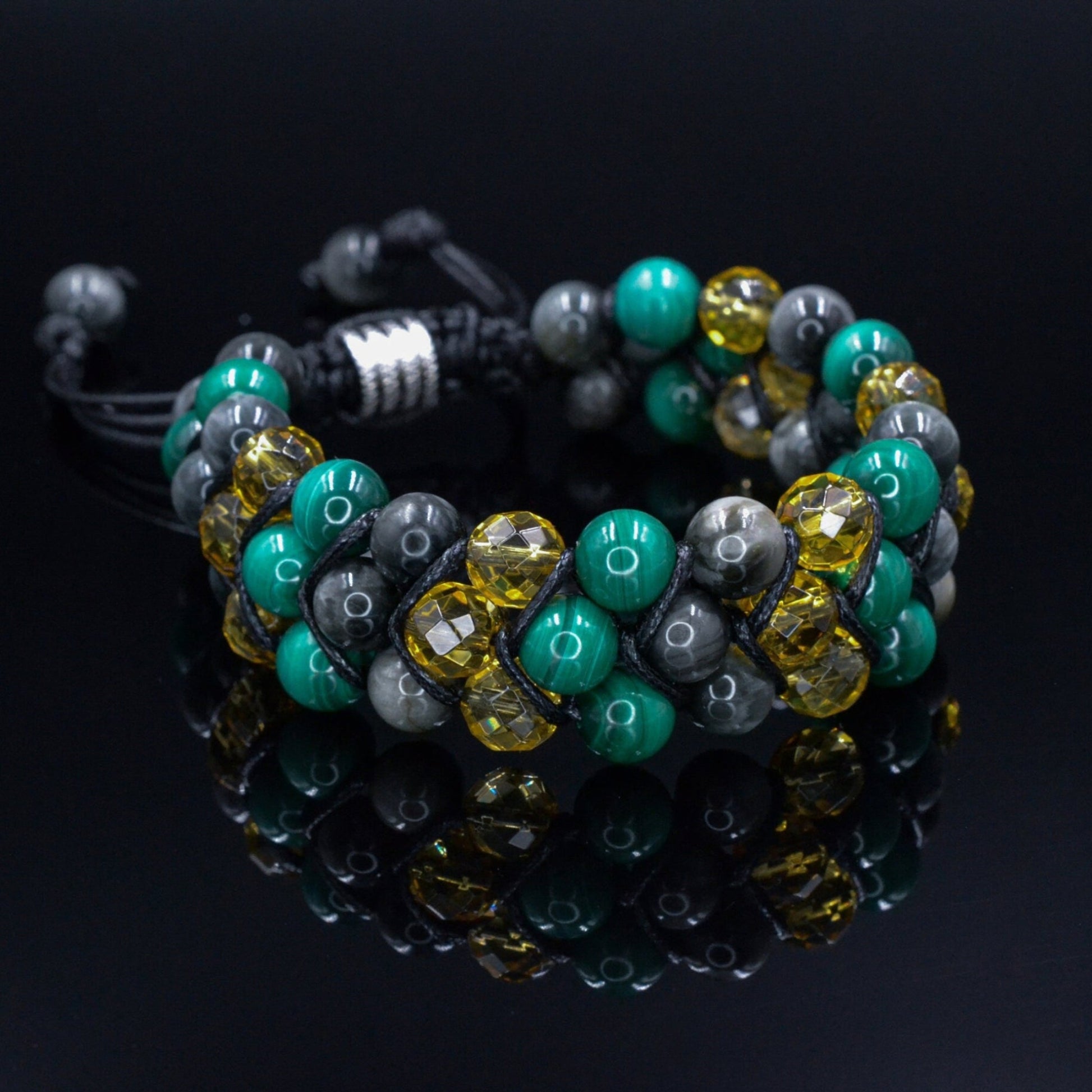 Echtes Malachit Armband / 3-reihiges Armband / Falkenauge Armband / Geschenk für Männer / Luxus Edelstein Armband / Citrin Armband -  Shamballa Bracelet  -  Birthstone Bracelet - Gemstone Bracelet Men - Chakra Bracelet - Macrame Bracelet - Healing Bracelet - Valinde
