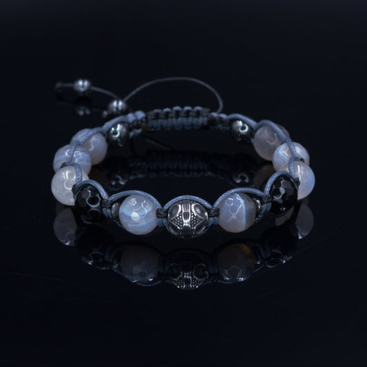 Men's Agate Bracelet / Moonstone Bracelet / Steel bead Bracelet / Gift for Man / Adjustable Macrame Bracelet / Crystal Bracelet for Man  - Shamballa Bracelet - Mantra Bracelet  -  Birthstone Bracelet - Gemstone Bracelet Men - Chakra Bracelet - Macrame Bracelet - Healing Bracelet - Valinde