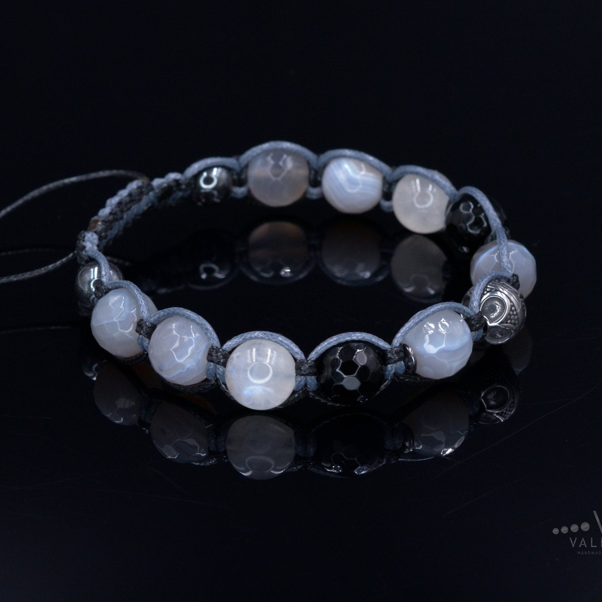 Beaded Bracelet_Men Bracelet_Moonstone Agate Hematite Stainless Steel _Gemstone Bracelet_Handmade Jewelry_Chakra Bracelet_Birthstone Bracelet_Valinde_1
