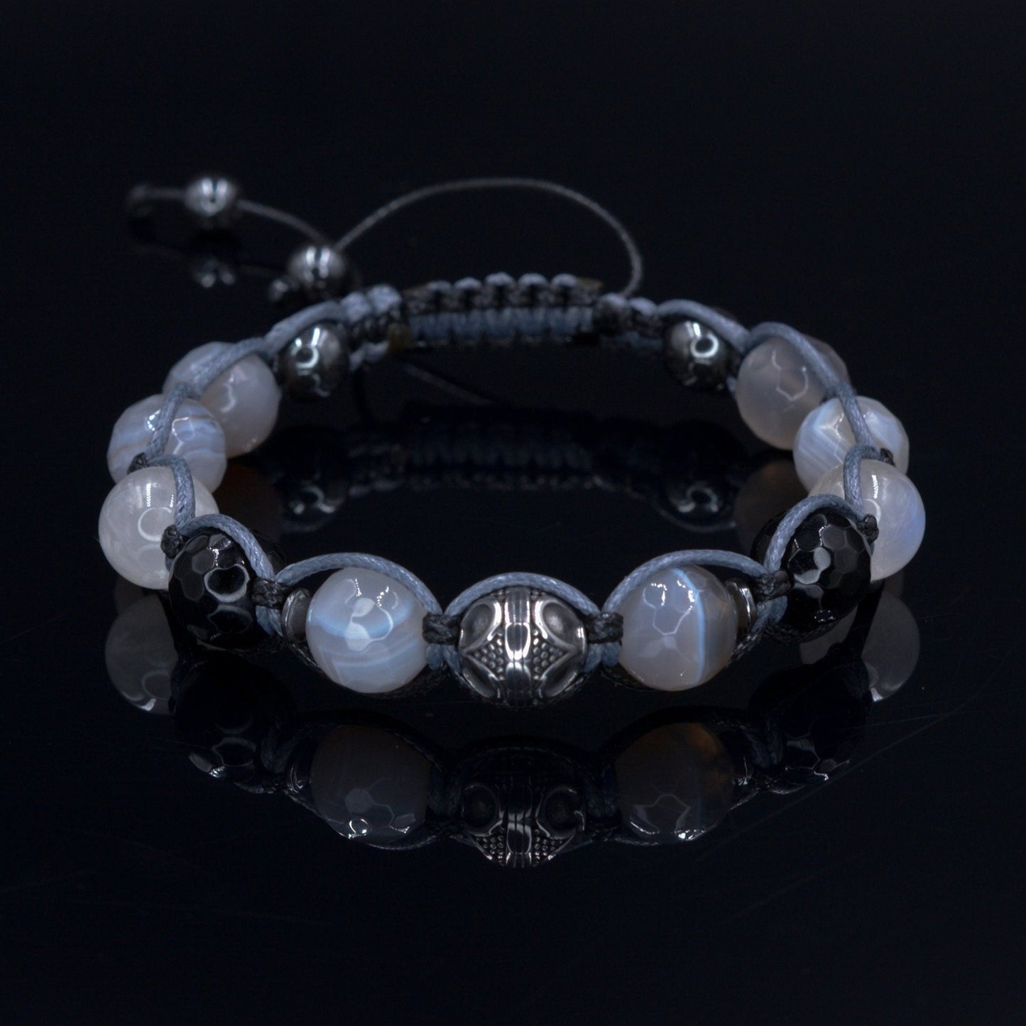 Men's Agate Bracelet / Moonstone Bracelet / Steel bead Bracelet / Gift for Man / Adjustable Macrame Bracelet / Crystal Bracelet for Man  - Shamballa Bracelet - Mantra Bracelet  -  Birthstone Bracelet - Gemstone Bracelet Men - Chakra Bracelet - Macrame Bracelet - Healing Bracelet - Valinde

