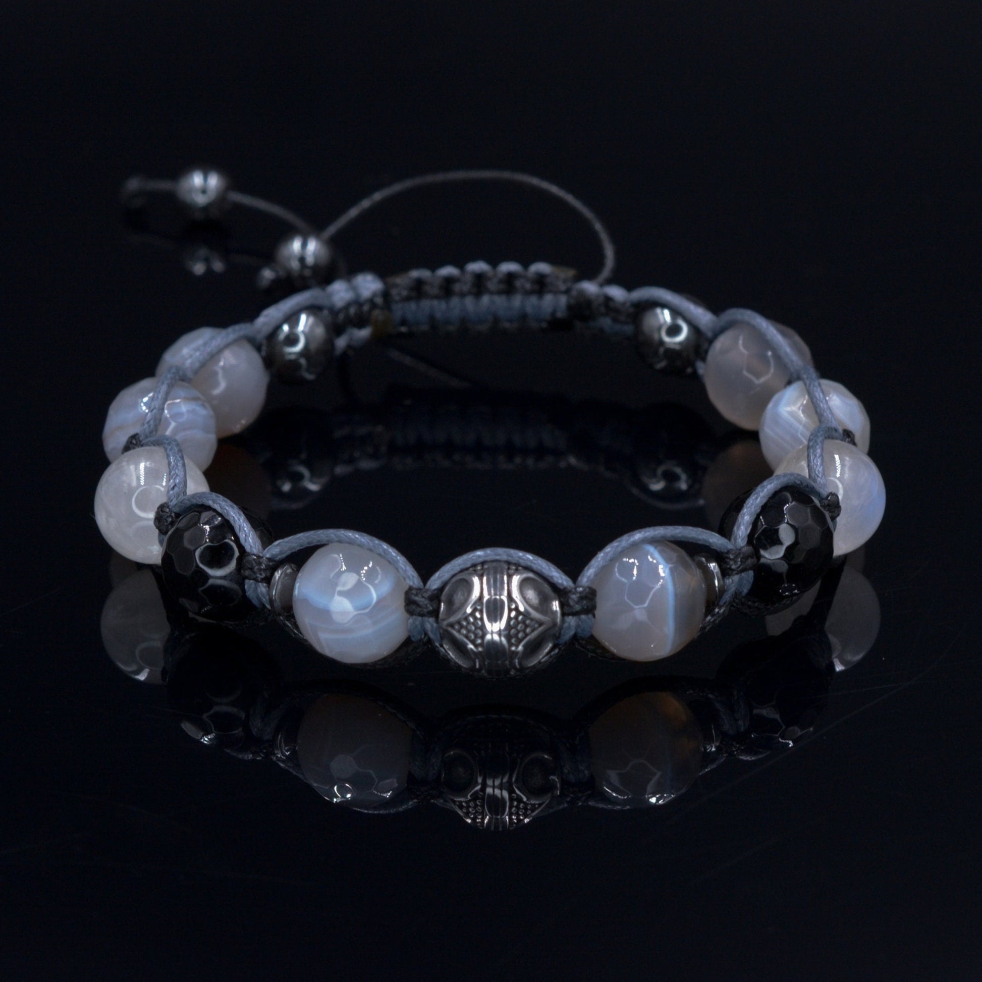 Men's Agate Bracelet / Moonstone Bracelet / Steel bead Bracelet / Gift for Man / Adjustable Macrame Bracelet / Crystal Bracelet for Man  - Shamballa Bracelet - Mantra Bracelet  -  Birthstone Bracelet - Gemstone Bracelet Men - Chakra Bracelet - Macrame Bracelet - Healing Bracelet - Valinde
