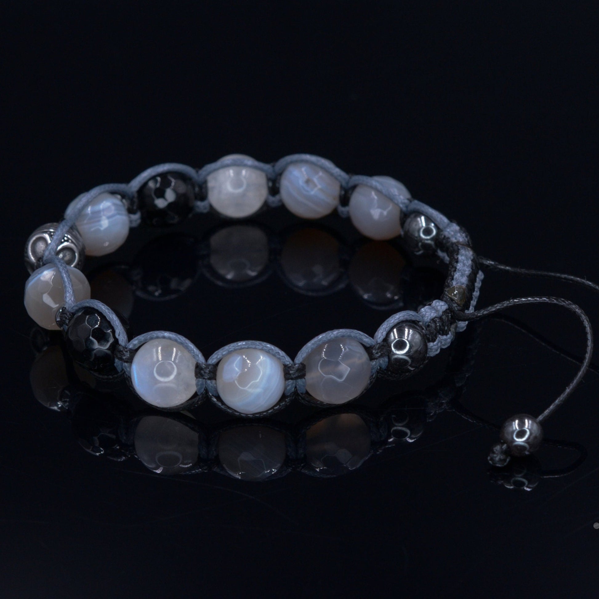 Men's Agate Bracelet / Moonstone Bracelet / Steel bead Bracelet / Gift for Man / Adjustable Macrame Bracelet / Crystal Bracelet for Man  - Shamballa Bracelet - Mantra Bracelet  -  Birthstone Bracelet - Gemstone Bracelet Men - Chakra Bracelet - Macrame Bracelet - Healing Bracelet - Valinde
