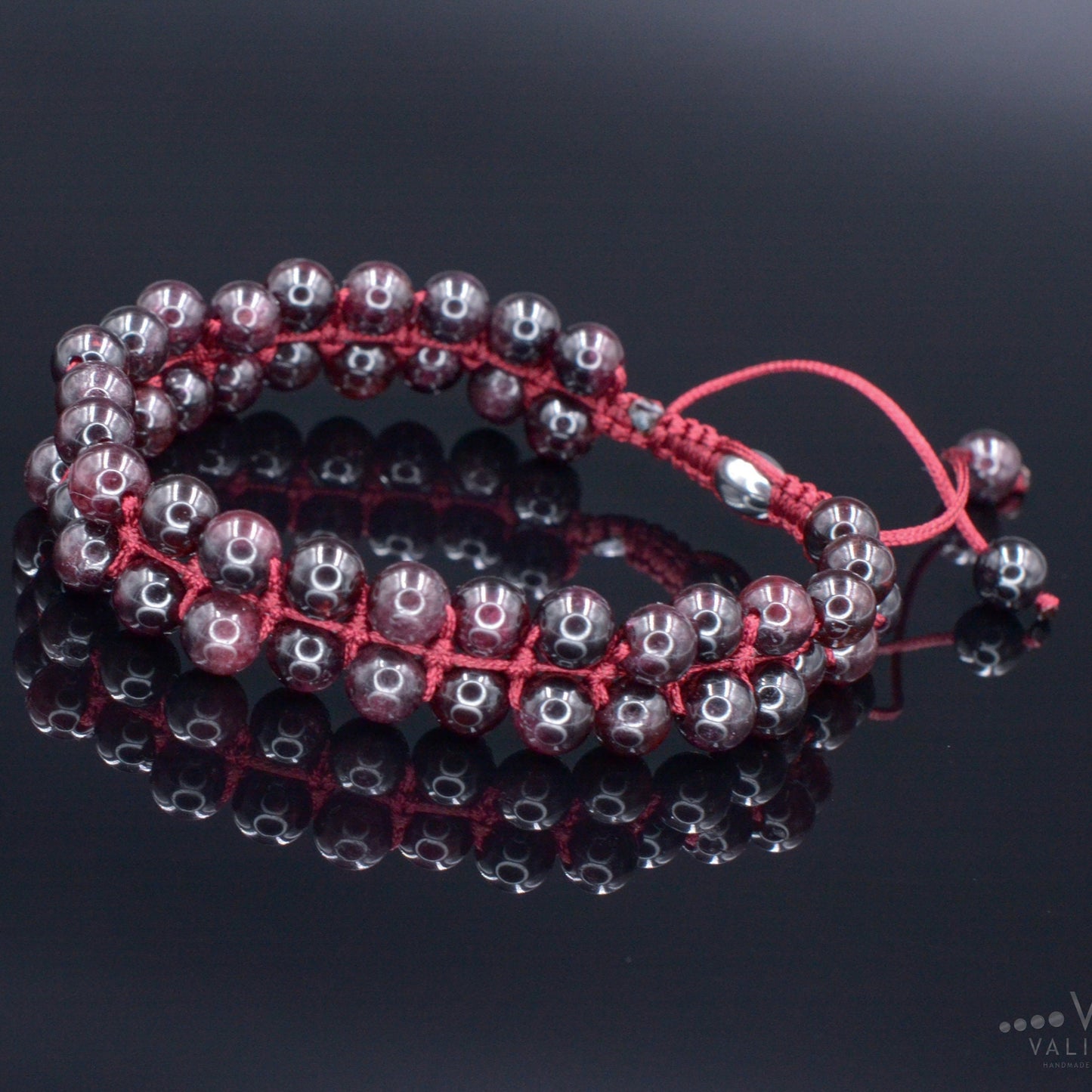 Granat Doppelarmband Herren Stein Armband Edelstein Perlen Armband zweireihig Armband Geschenk für Mann Verstellbares Makramee Armband  - Shamballa Bracelet - Birthstone Bracelet - Gemstone Bracelet Men - Chakra Bracelet - Macrame Bracelet - Healing Bracelet - Valinde
