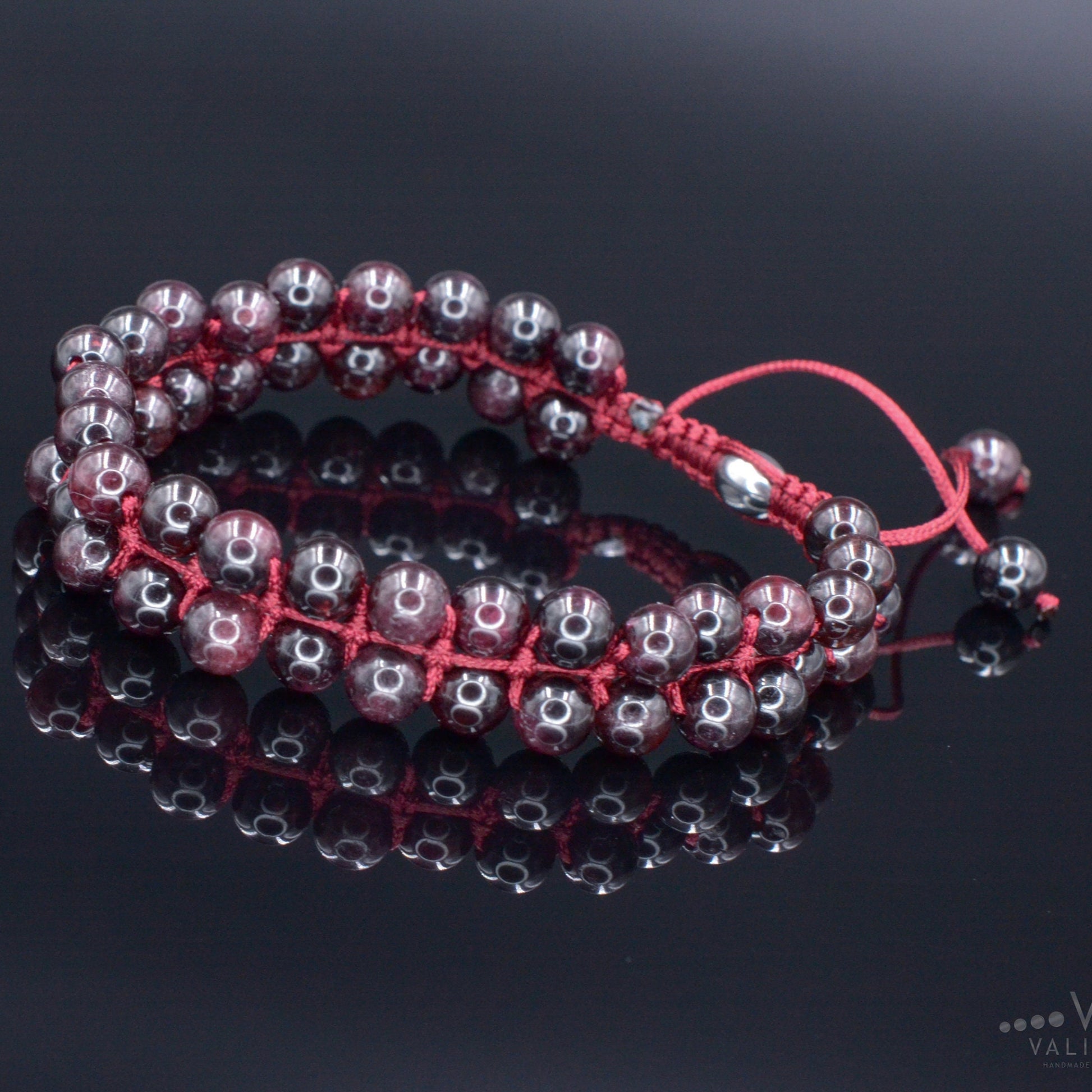 Granat Doppelarmband Herren Stein Armband Edelstein Perlen Armband zweireihig Armband Geschenk für Mann Verstellbares Makramee Armband  - Shamballa Bracelet - Birthstone Bracelet - Gemstone Bracelet Men - Chakra Bracelet - Macrame Bracelet - Healing Bracelet - Valinde
