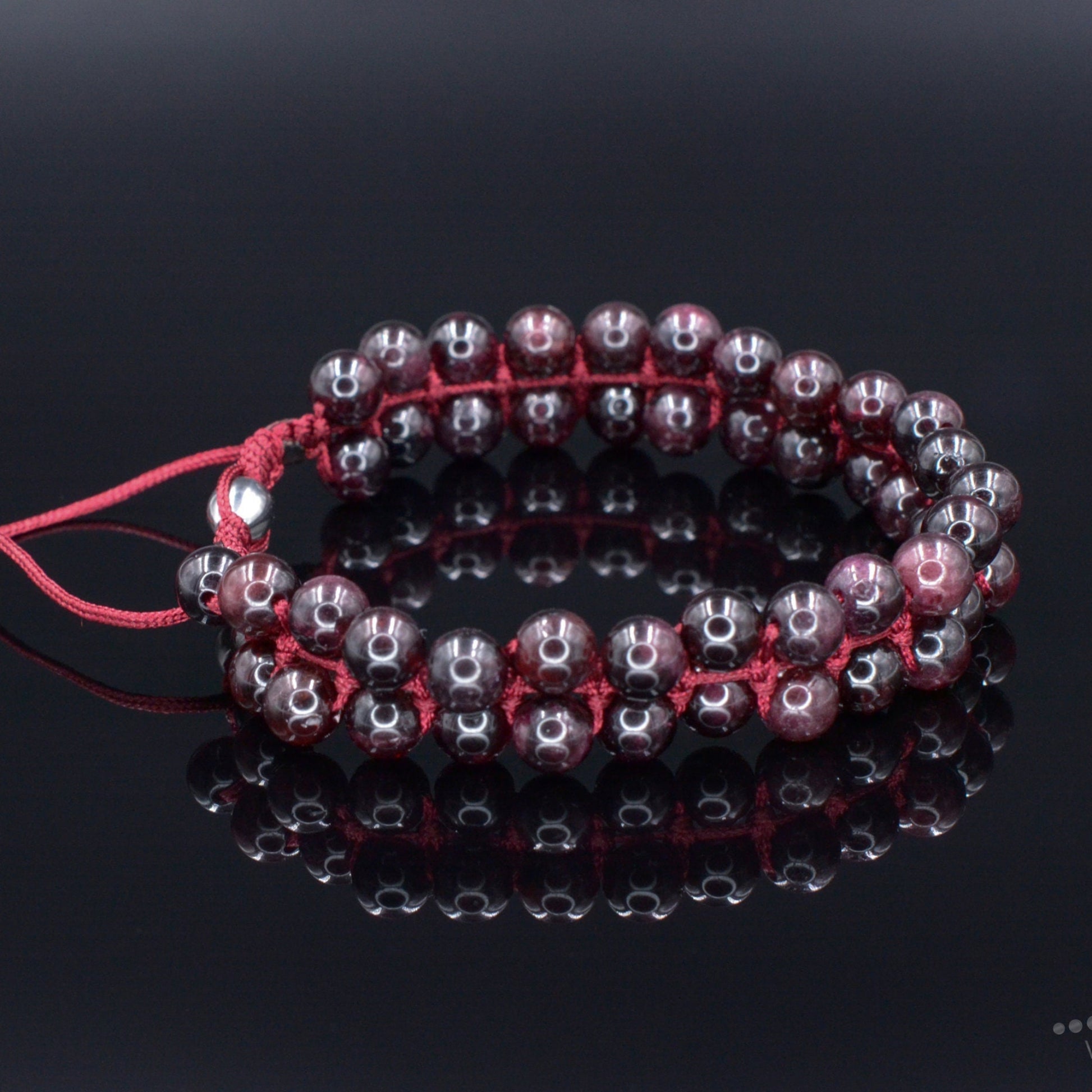 Granat Doppelarmband Herren Stein Armband Edelstein Perlen Armband zweireihig Armband Geschenk für Mann Verstellbares Makramee Armband  - Shamballa Bracelet - Birthstone Bracelet - Gemstone Bracelet Men - Chakra Bracelet - Macrame Bracelet - Healing Bracelet - Valinde
