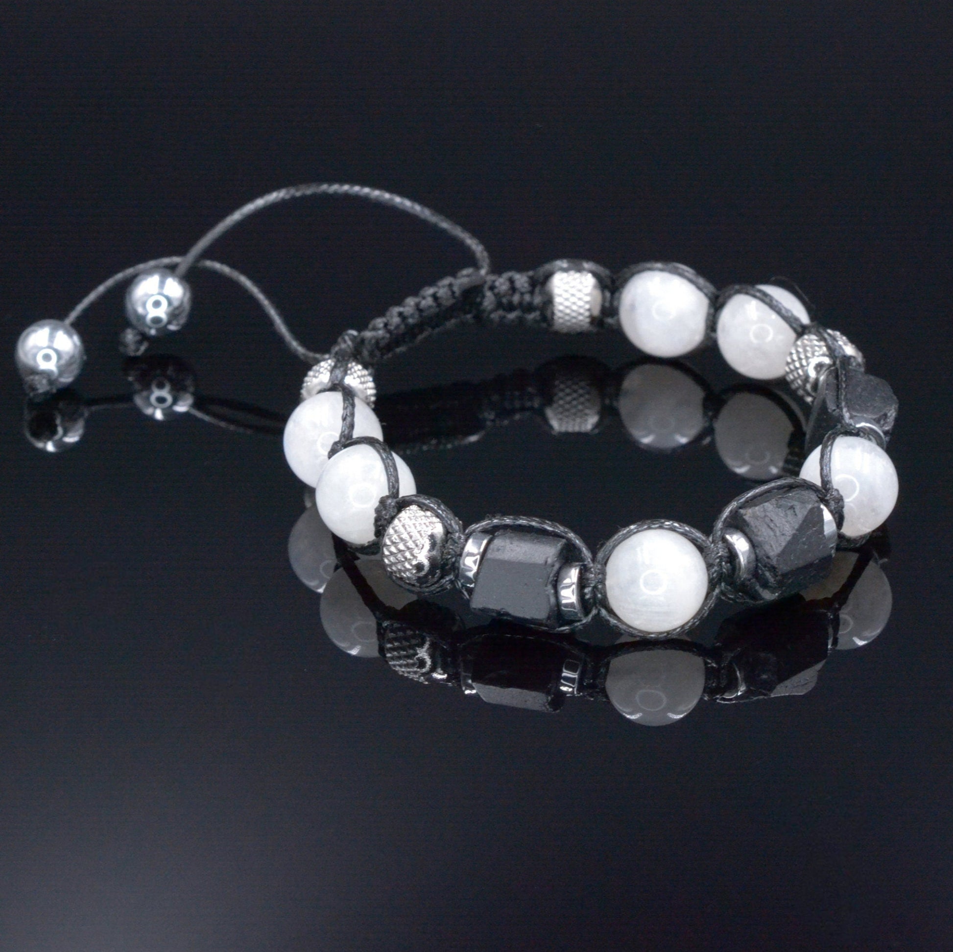 Men's Moonstone Braided Bracelet - Raw Tourmaline Steel Beads Bracelet - Gift for Men - Christmas Gift - Adjustable Macrame Bracelet for Men- Birthstone Bracelet - Gemstone Bracelet Men - Chakra Bracelet - Macrame Bracelet - Healing Bracelet - Valinde - Shamballa Bracelet - Birthstone Bracelet - Gemstone Bracelet Men - Chakra Bracelet - Macrame Bracelet - Healing Bracelet - Valinde

