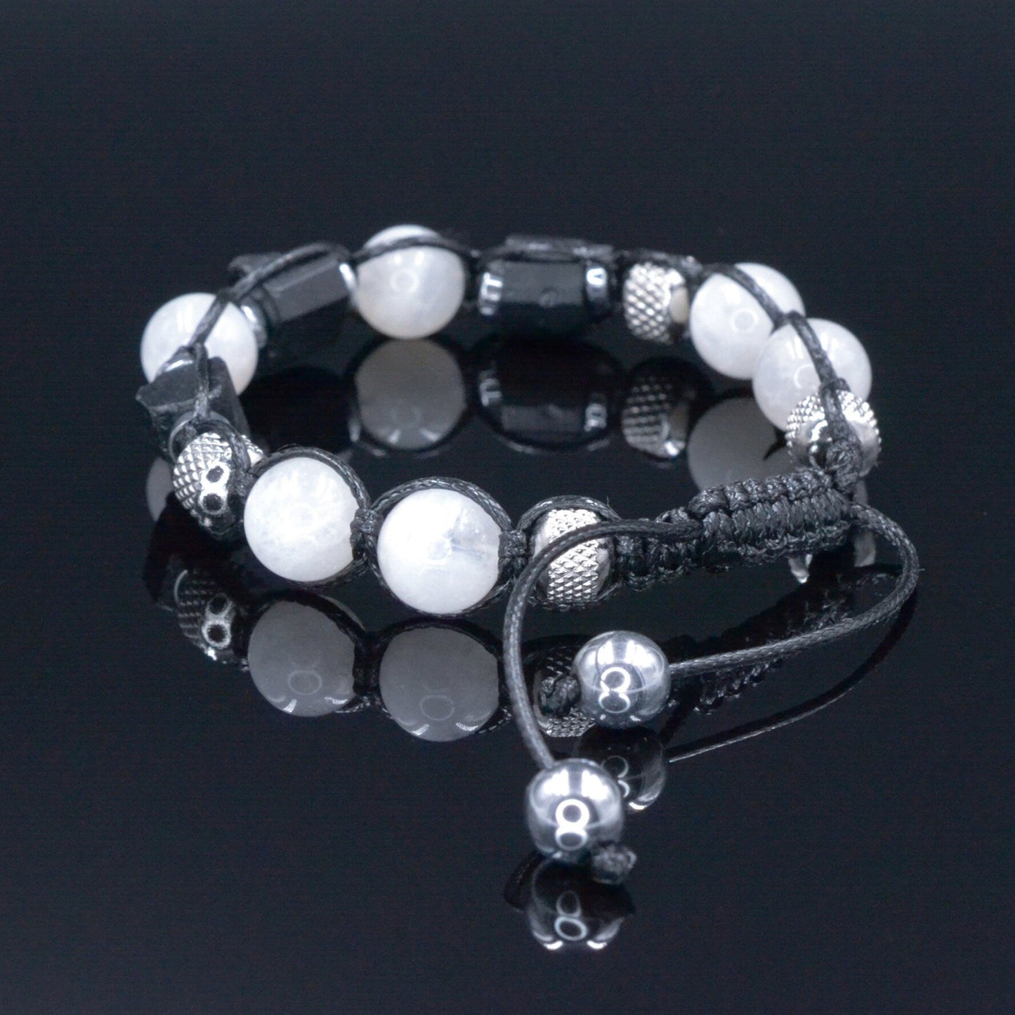 Men's Moonstone Braided Bracelet - Raw Tourmaline Steel Beads Bracelet - Gift for Men - Christmas Gift - Adjustable Macrame Bracelet for Men- Birthstone Bracelet - Gemstone Bracelet Men - Chakra Bracelet - Macrame Bracelet - Healing Bracelet - Valinde - Shamballa Bracelet - Birthstone Bracelet - Gemstone Bracelet Men - Chakra Bracelet - Macrame Bracelet - Healing Bracelet - Valinde
