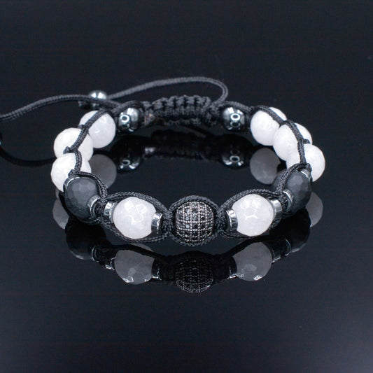 White Nephrite Bracelet - Men's Black Onyx Adjustable Bracelet - CZ Bracelet - Gift for Men Crystal Beads Bracelet Braided Macrame Bracelet - Shamballa Bracelet - Mantra Bracelet  -  Yoga Bracelet -  Birthstone Bracelet - Gemstone Bracelet Men - Chakra Bracelet - Macrame Bracelet - Healing Bracelet - Gift for Father - Gift For Men - Valinde

