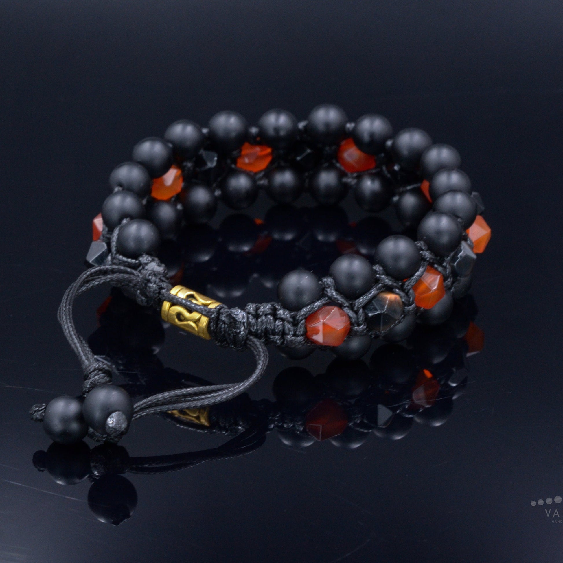 Men's Triple Bracelet - Agate & Onyx Gemstone Beaded Bracelet - Gift for Men - Father's Day Gift - Three Row Brcaelet - Macrame Bracelet -  Shamballa Bracelet  - Gift for Father - Yoga Bracelet - Birthstone Bracelet - Gemstone Bracelet Men - Chakra Bracelet - Macrame Bracelet - Healing Bracelet - Valinde
