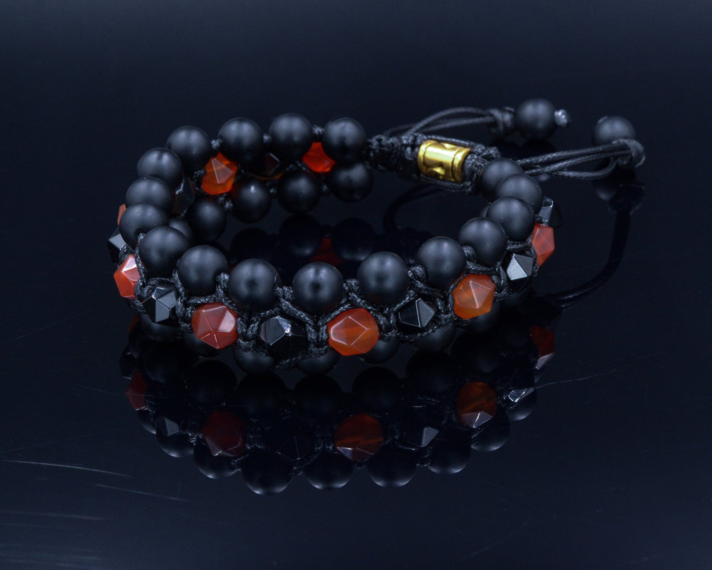 Men's Triple Bracelet - Agate & Onyx Gemstone Beaded Bracelet - Gift for Men - Father's Day Gift - Three Row Brcaelet - Macrame Bracelet -  Shamballa Bracelet  - Gift for Father - Yoga Bracelet - Birthstone Bracelet - Gemstone Bracelet Men - Chakra Bracelet - Macrame Bracelet - Healing Bracelet - Valinde
