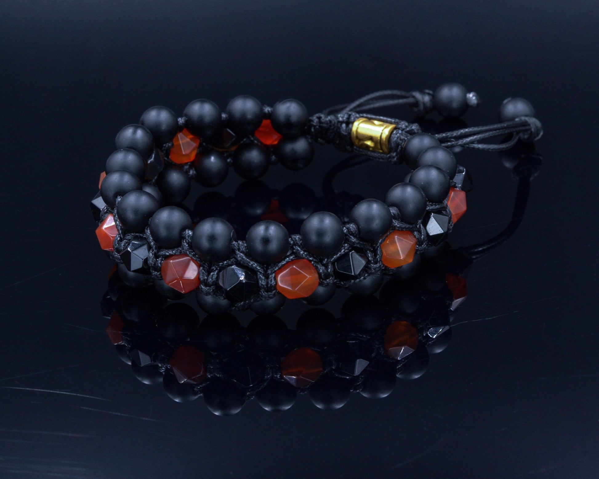 Men's Triple Bracelet - Agate & Onyx Gemstone Beaded Bracelet - Gift for Men - Father's Day Gift - Three Row Brcaelet - Macrame Bracelet -  Shamballa Bracelet  - Gift for Father - Yoga Bracelet - Birthstone Bracelet - Gemstone Bracelet Men - Chakra Bracelet - Macrame Bracelet - Healing Bracelet - Valinde
