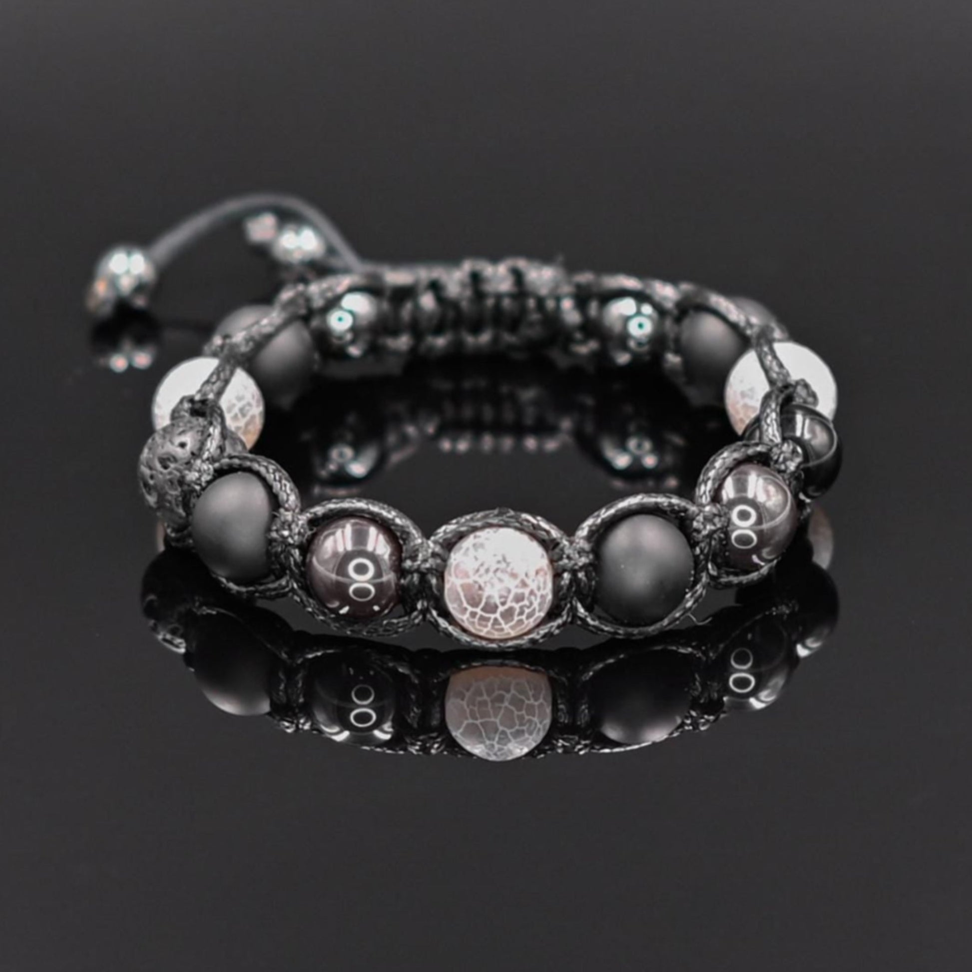 Men's Hematite Bracelet Frost Agate Bracelet Gemstone Bracelet Beaded Bracelet Gift for Men Macrame Bracelet Adjustable Bracelet - Shamballa Bracelet - Mantra Bracelet  -  Yoga Bracelet -  Birthstone Bracelet - Gemstone Bracelet Men - Chakra Bracelet - Macrame Bracelet - Healing Bracelet - Gift for Father - Gift For Men - Valinde
