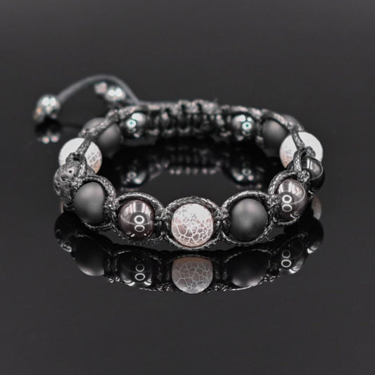 Men's Hematite Bracelet Frost Agate Bracelet Gemstone Bracelet Beaded Bracelet Gift for Men Macrame Bracelet Adjustable Bracelet - Shamballa Bracelet - Mantra Bracelet  -  Yoga Bracelet -  Birthstone Bracelet - Gemstone Bracelet Men - Chakra Bracelet - Macrame Bracelet - Healing Bracelet - Gift for Father - Gift For Men - Valinde
