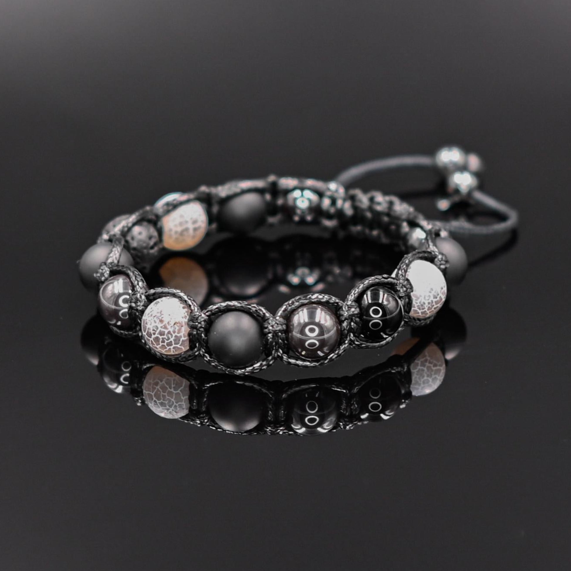 Men's Hematite Bracelet Frost Agate Bracelet Gemstone Bracelet Beaded Bracelet Gift for Men Macrame Bracelet Adjustable Bracelet - Shamballa Bracelet - Mantra Bracelet  -  Yoga Bracelet -  Birthstone Bracelet - Gemstone Bracelet Men - Chakra Bracelet - Macrame Bracelet - Healing Bracelet - Gift for Father - Gift For Men - Valinde
