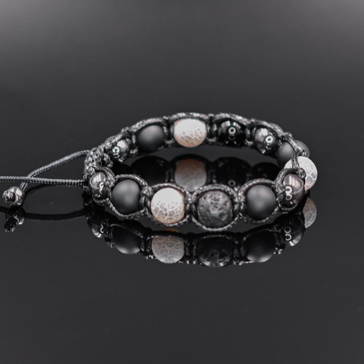 Men's Hematite Bracelet Frost Agate Bracelet Gemstone Bracelet Beaded Bracelet Gift for Men Macrame Bracelet Adjustable Bracelet - Shamballa Bracelet - Mantra Bracelet  -  Yoga Bracelet -  Birthstone Bracelet - Gemstone Bracelet Men - Chakra Bracelet - Macrame Bracelet - Healing Bracelet - Gift for Father - Gift For Men - Valinde
